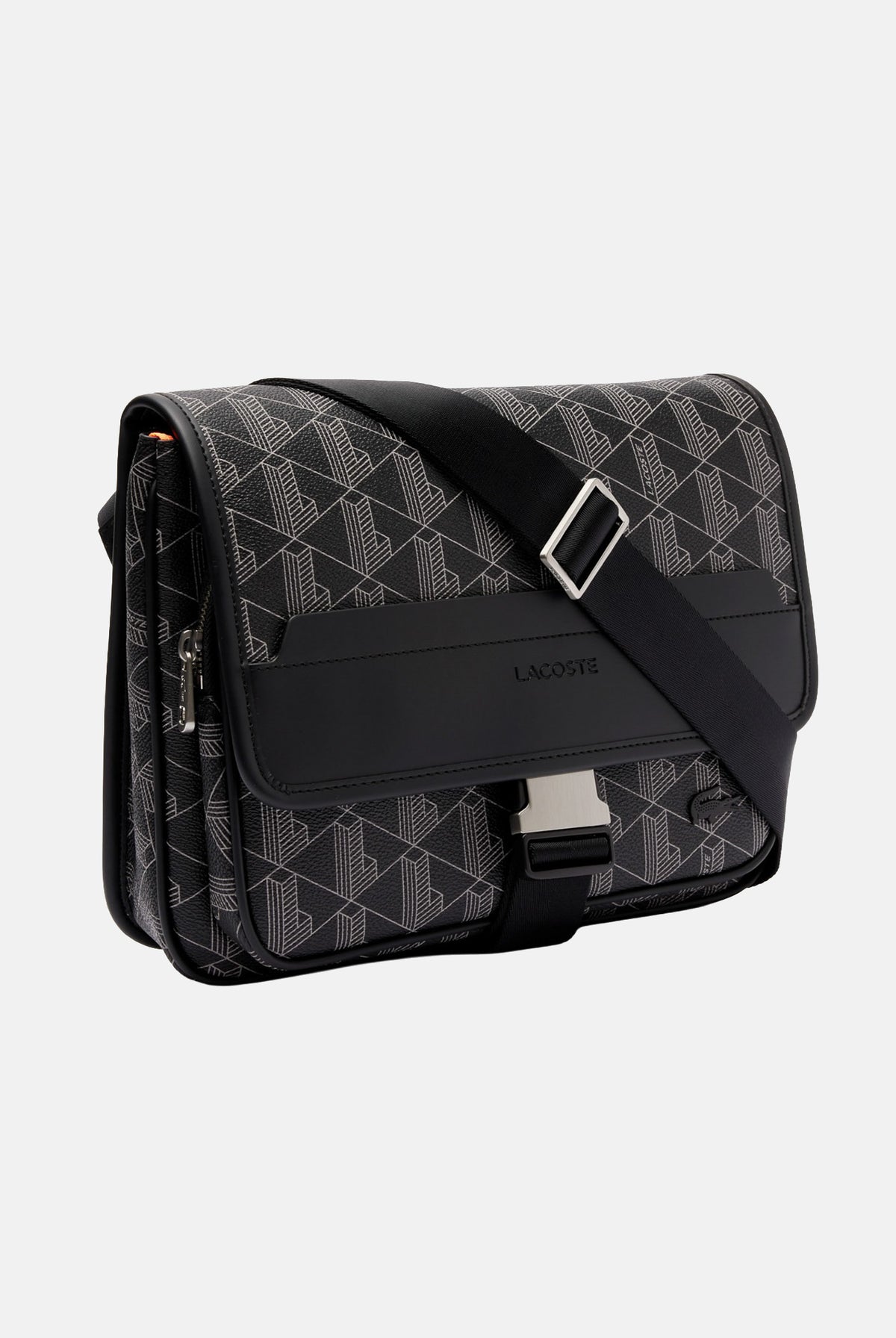 LACOSTE Borsa a tracolla monogram nero per uomo e donna con fibbia logata NH4411 H45 LACOSTE