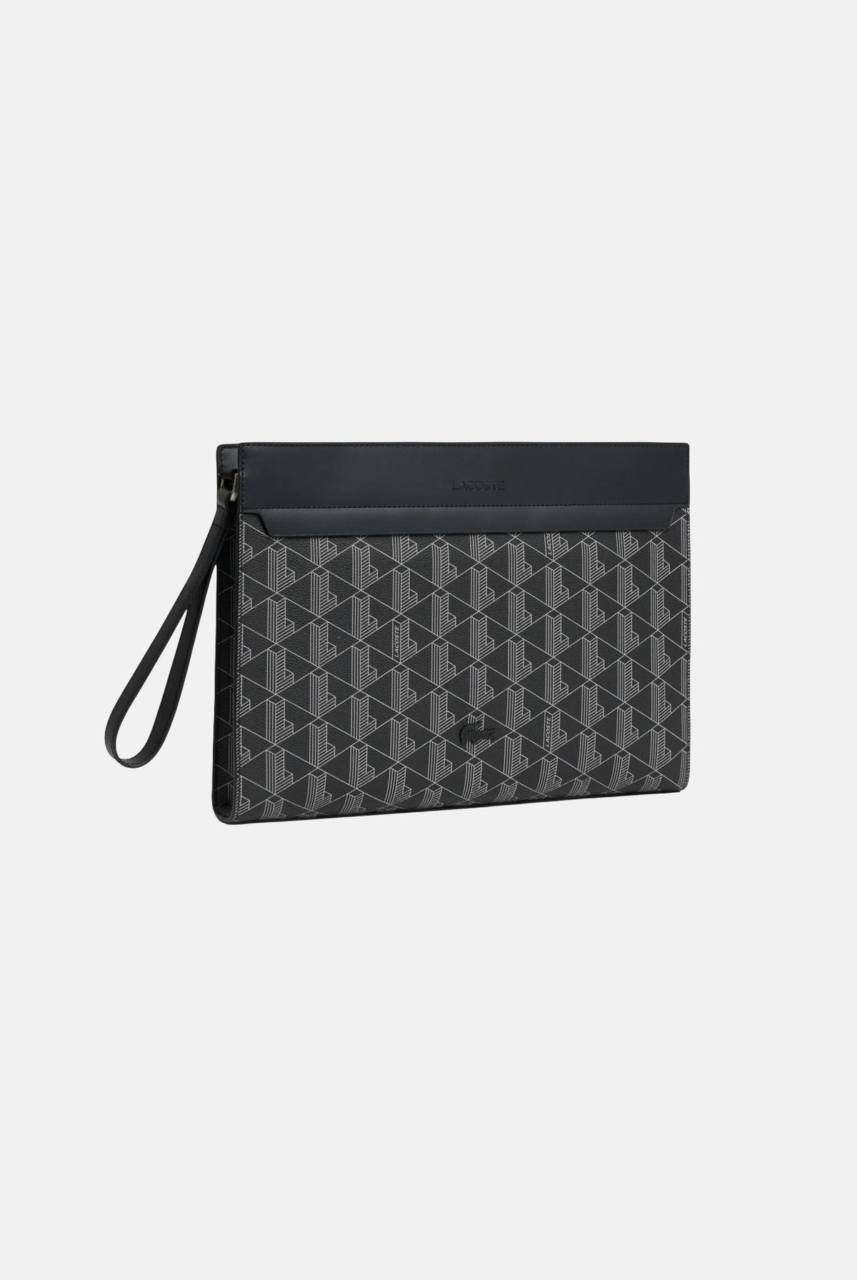 LACOSTE Pochette THE BLEND MONOGRAM nera da uomo con stampa monogram all-over NH5065 H45 LACOSTE