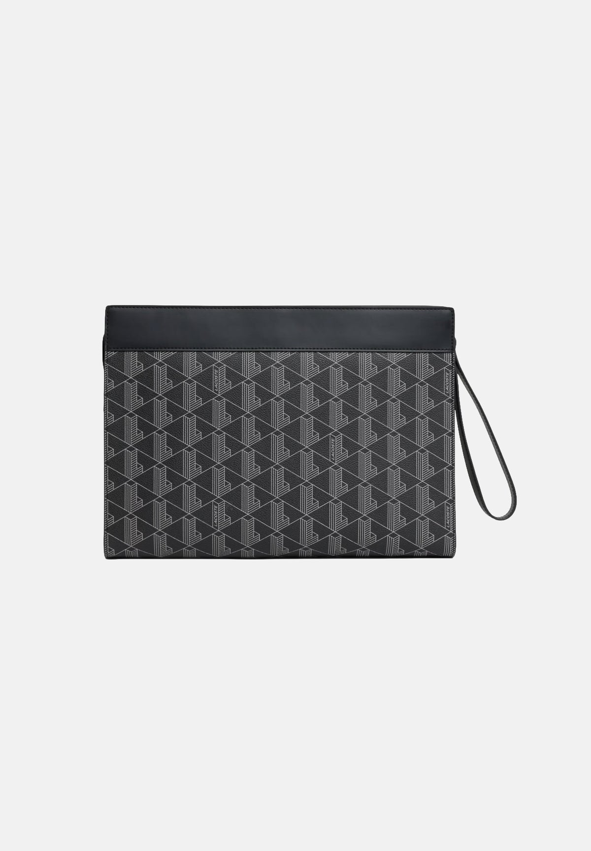 LACOSTE Pochette THE BLEND MONOGRAM nera da uomo con stampa monogram all-over NH5065 H45 LACOSTE