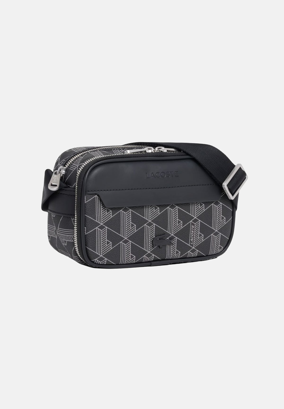 LACOSTE Borsa a tracolla THE BLEND CAMERA grigia da uomo con stampa monogram NH5283 H45 LACOSTE