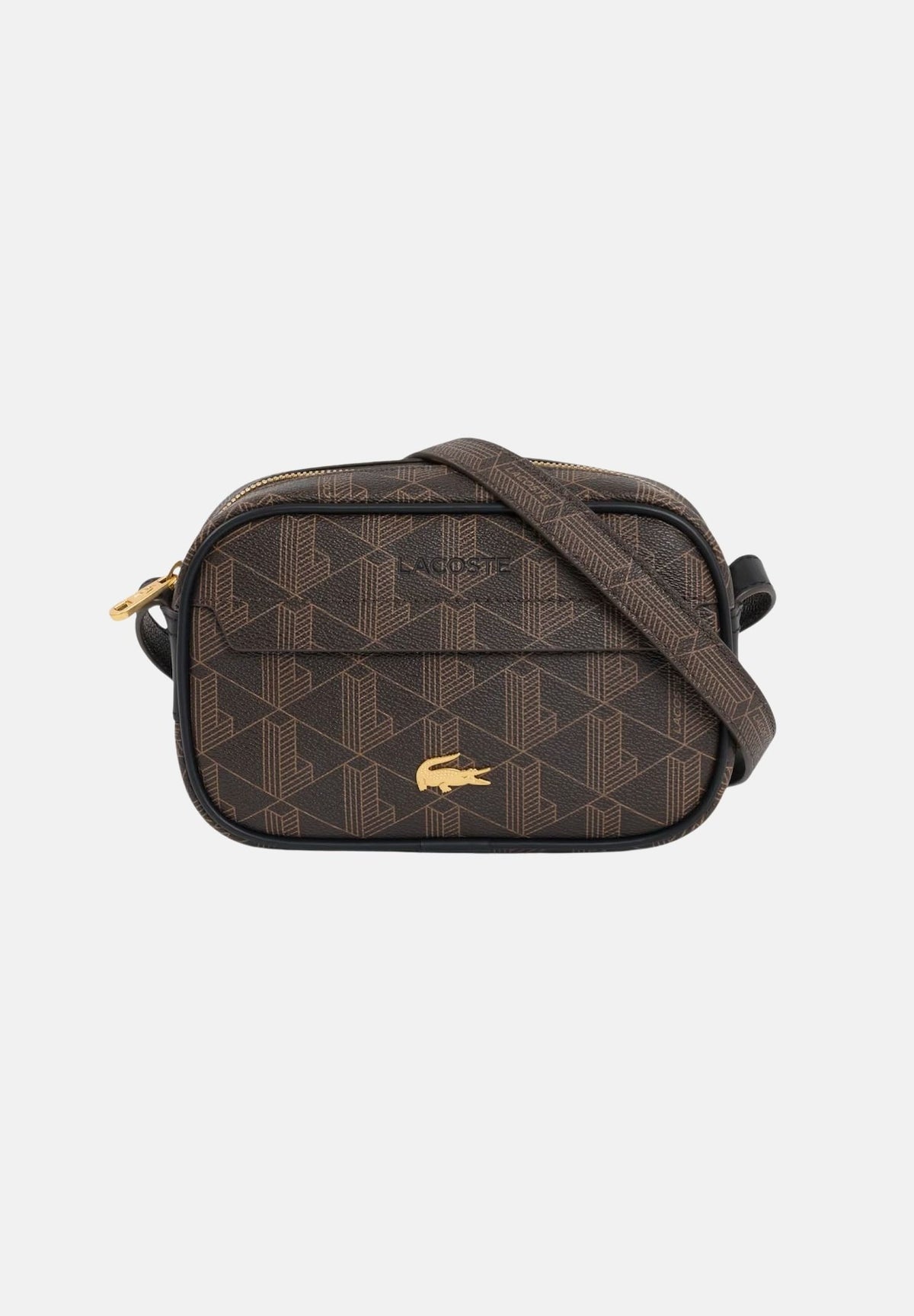 LACOSTE Borsa a tracolla marrone da uomo con stampa monogram NU5421 T93 LACOSTE