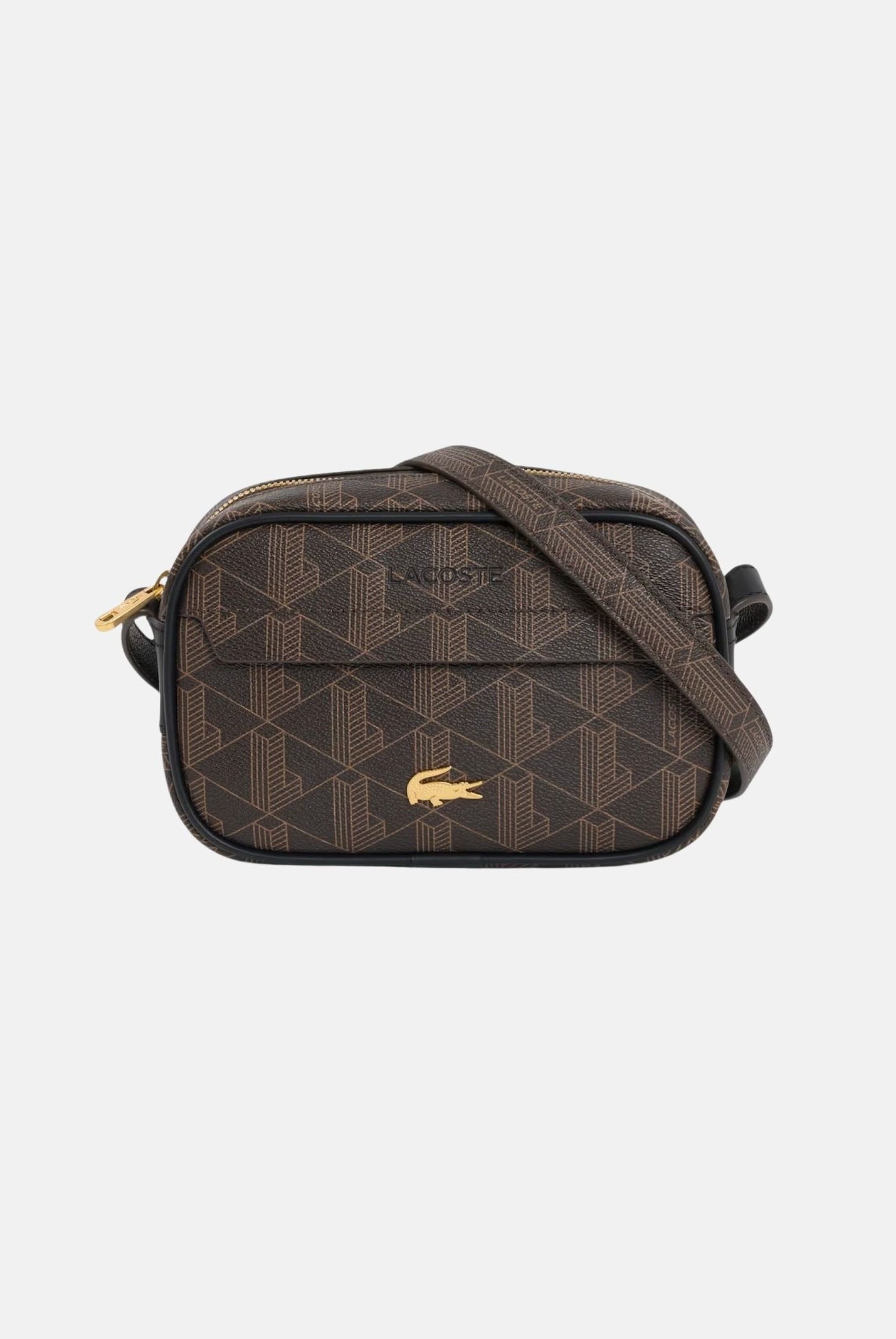 LACOSTE Borsa a tracolla marrone da uomo con stampa monogram NU5421 T93 LACOSTE