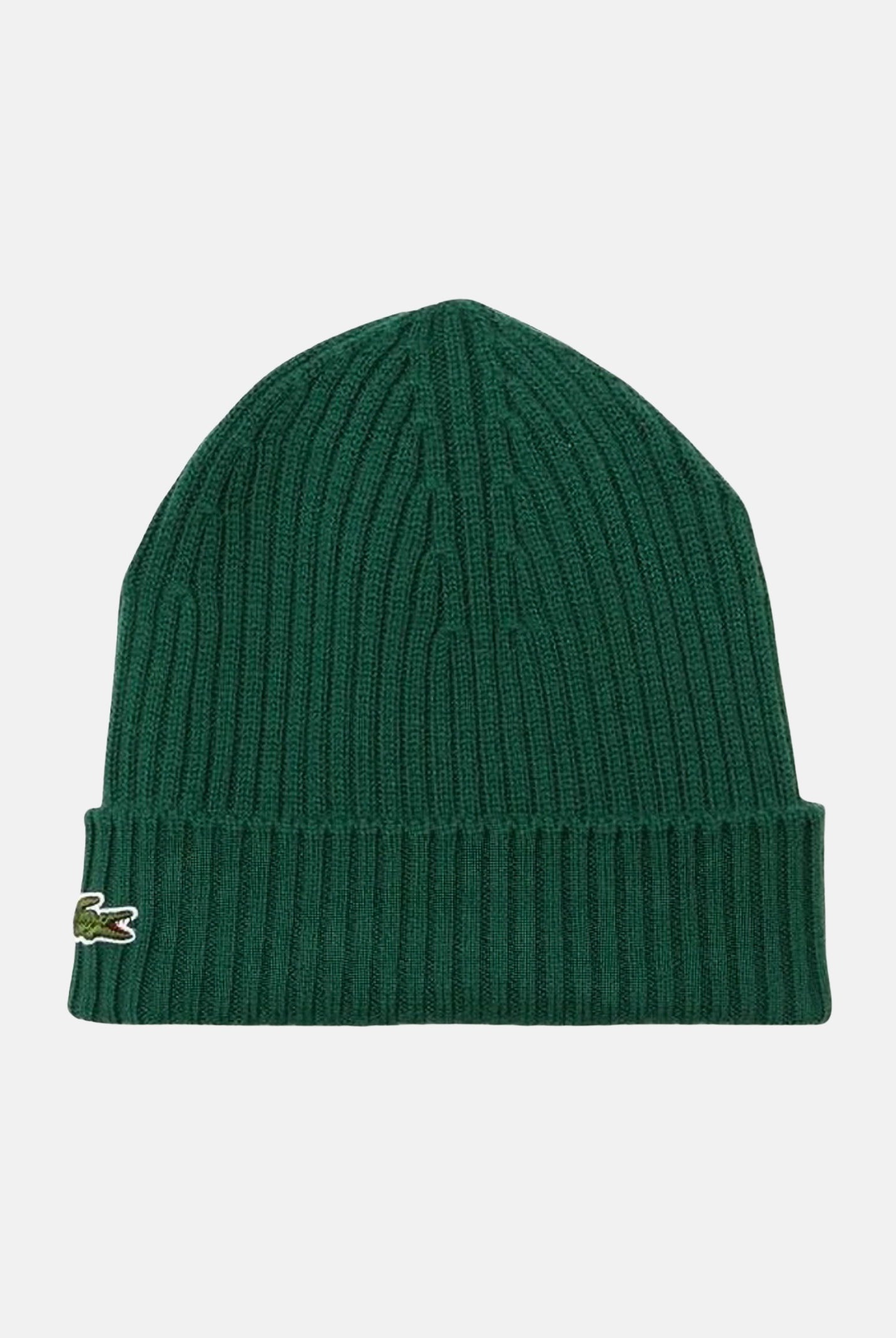 LACOSTE berretto in lana spazzolata a costine verde, colore basico verde, unisex. RB0001 132 LACOSTE