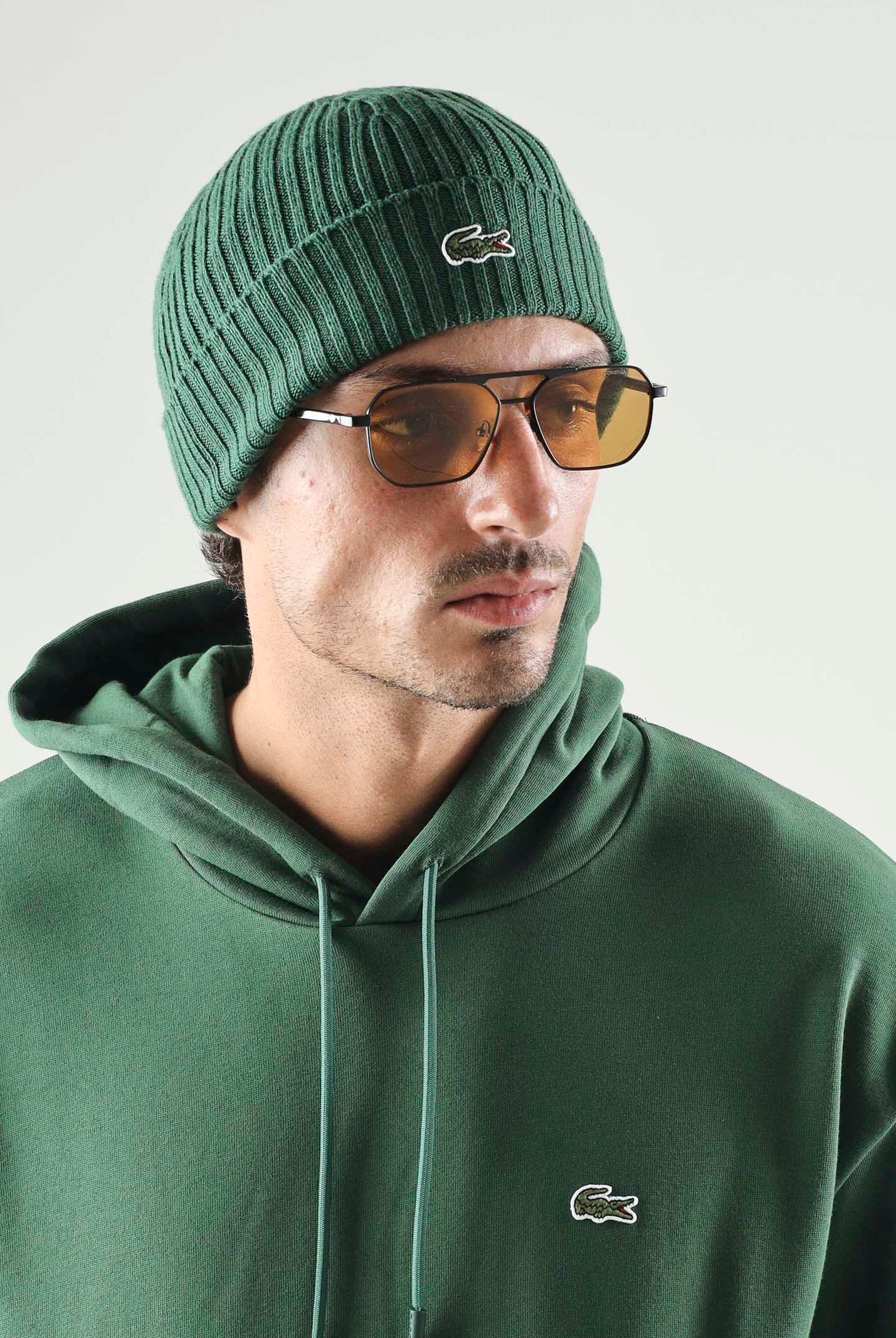 LACOSTE berretto in lana spazzolata a costine verde, colore basico verde, unisex. RB0001 132 LACOSTE