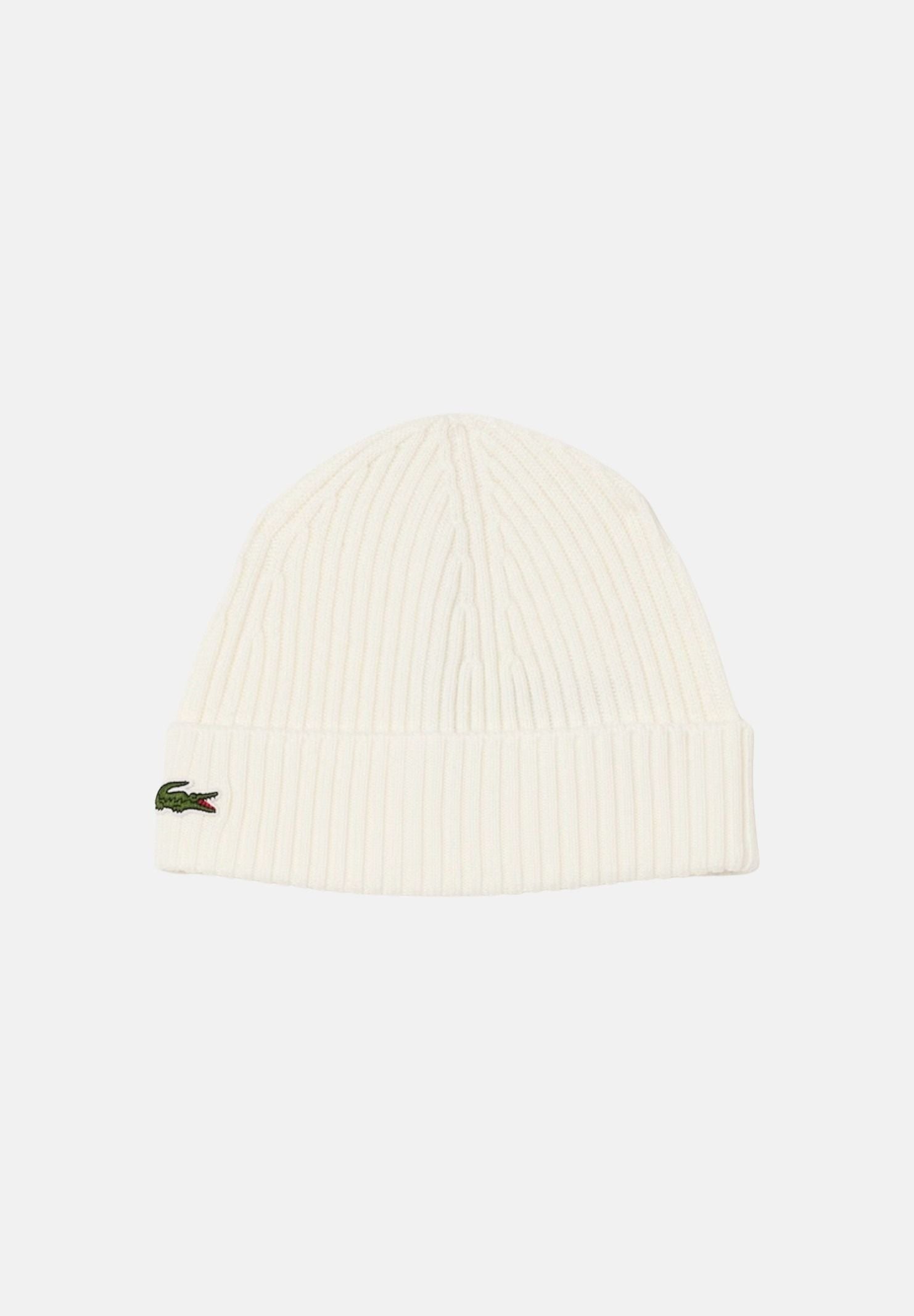 LACOSTE Berretto in lana panna per uomo e donna con logo iconico laterale RB0001 70V LACOSTE