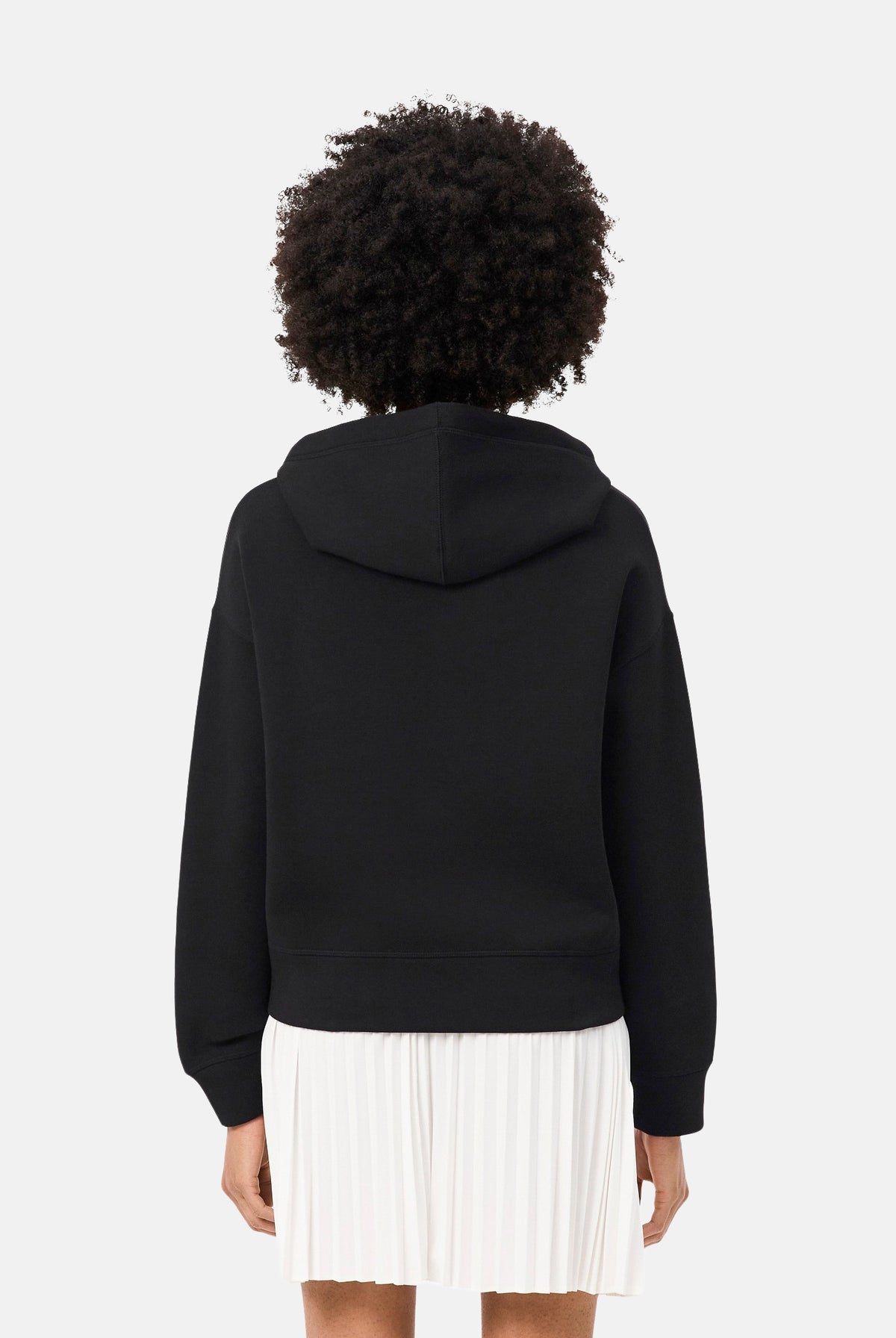 LACOSTE Felpa con cappuccio CROPPED HOODED nero da donna con mini logo iconico SF0048 031 LACOSTE