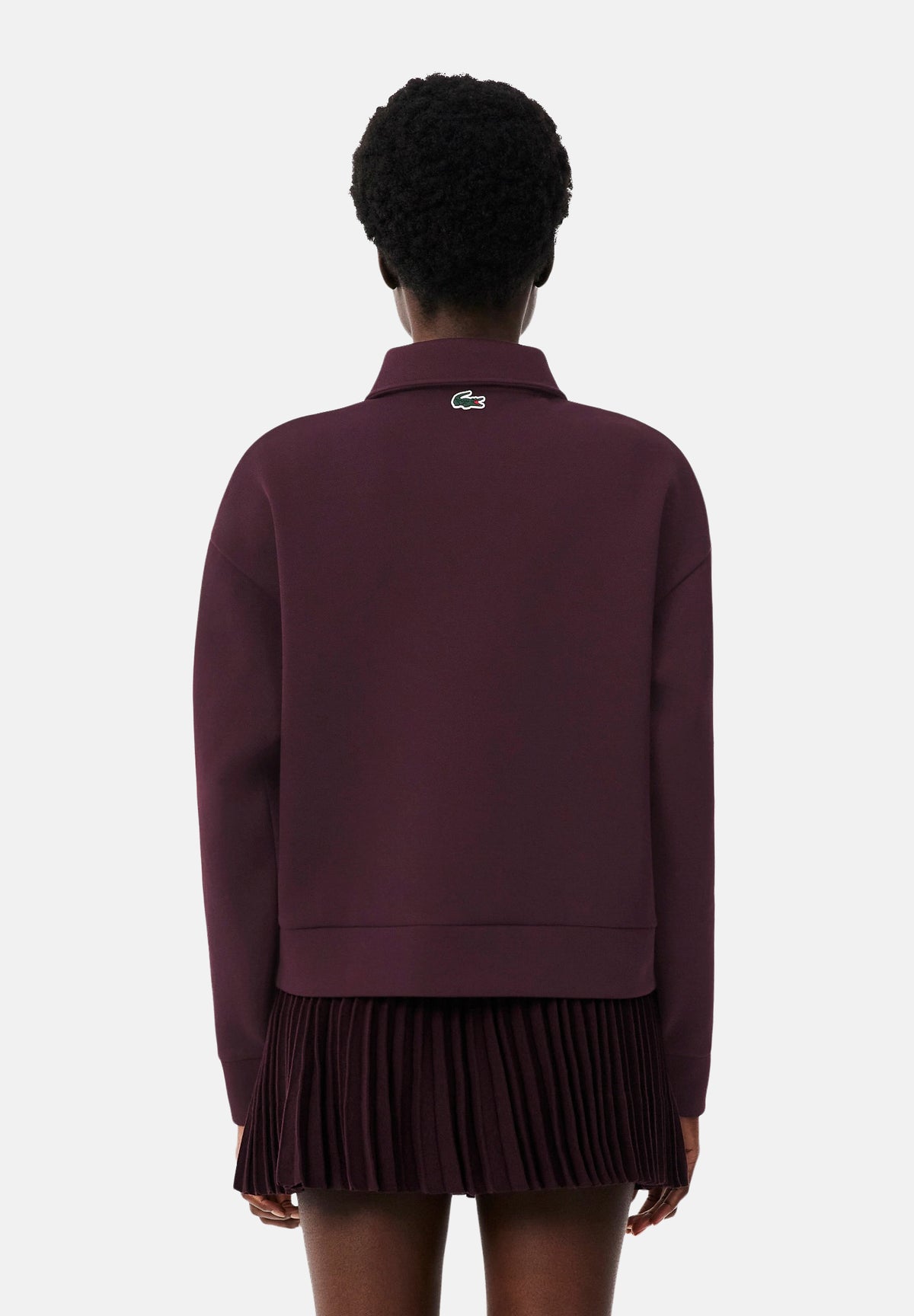 LACOSTE Felpa con zip SWEATSHIRT bordeaux per donna con colletto a polo SF6822 ZB5 LACOSTE