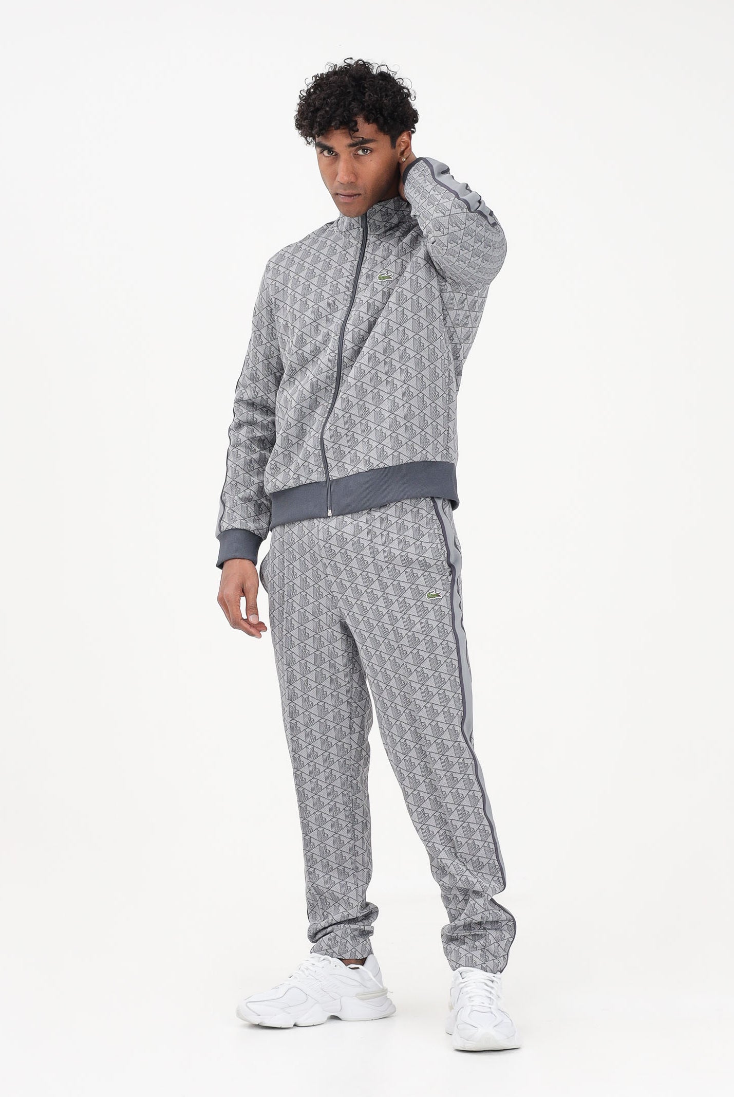 LACOSTE Felpa con zip Paris grigia da uomo SH1368 41I LACOSTE