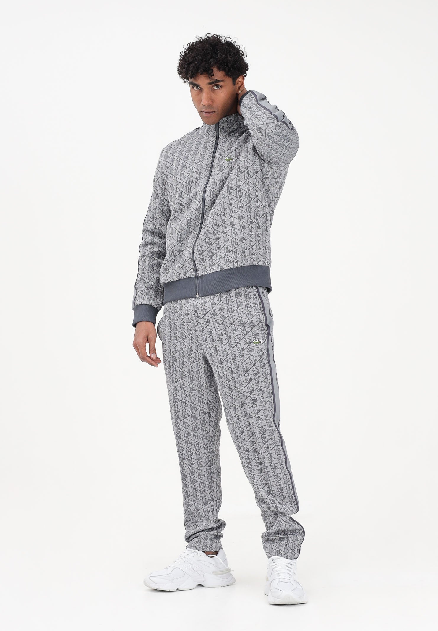 LACOSTE Felpa con zip Paris grigia da uomo SH1368 41I LACOSTE