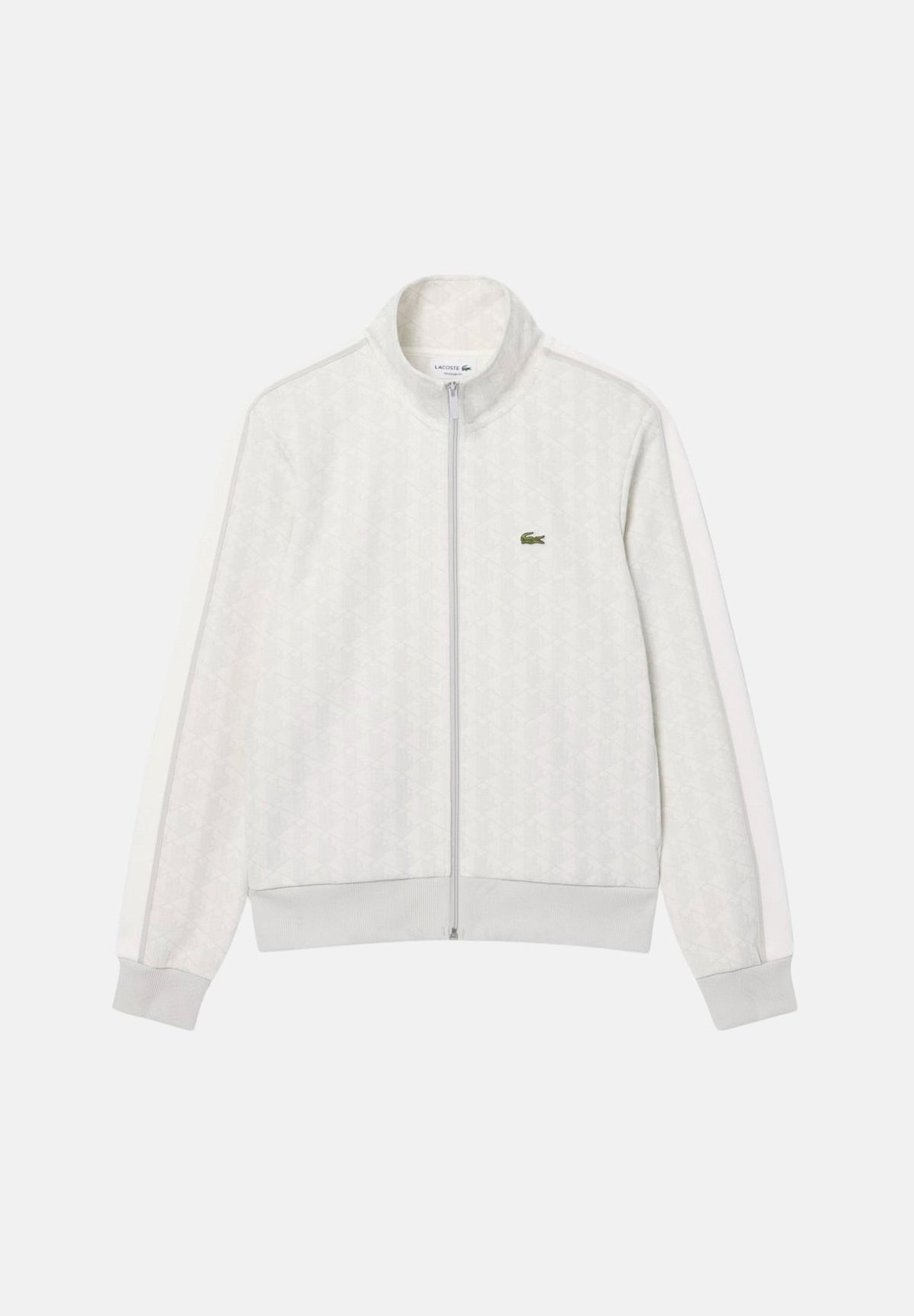 LACOSTE Felpa con zip ghiaccio-bianco da uomo con motivo monogramma jacquard. SH1368 4IW LACOSTE