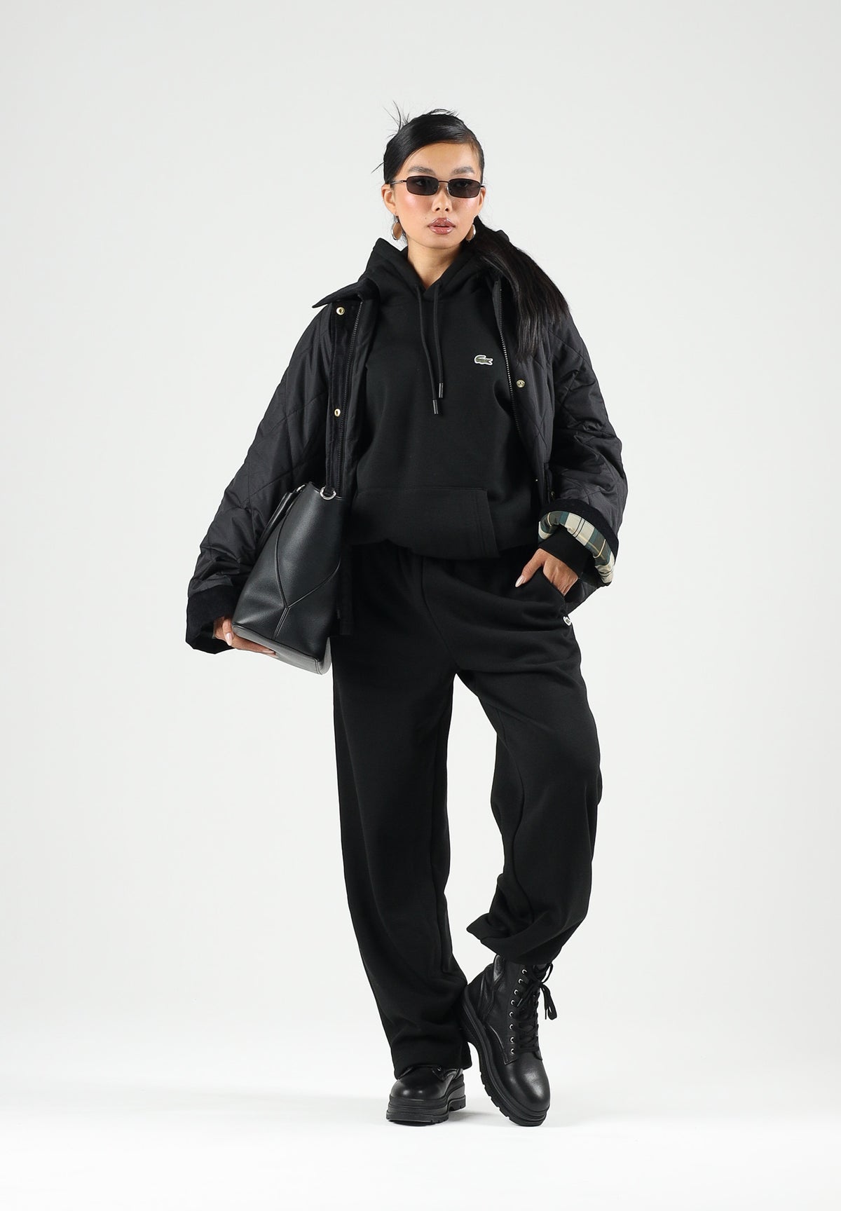 LACOSTE Felpa con cappuccio nero per uomo e donna con logo iconico SH8863 031 LACOSTE