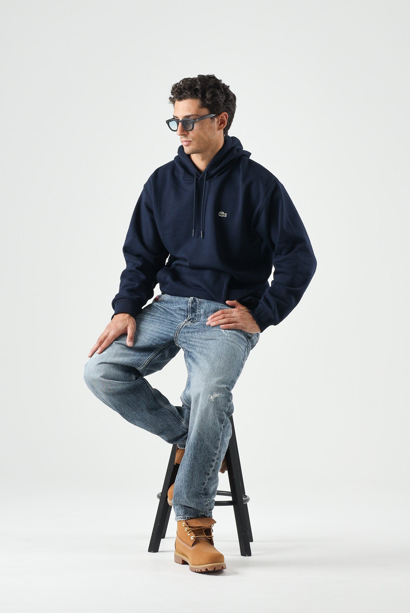 LACOSTE Felpa in pile blu per uomo e donna con logo coccodrillo ricamato. SH8863 166 LACOSTE