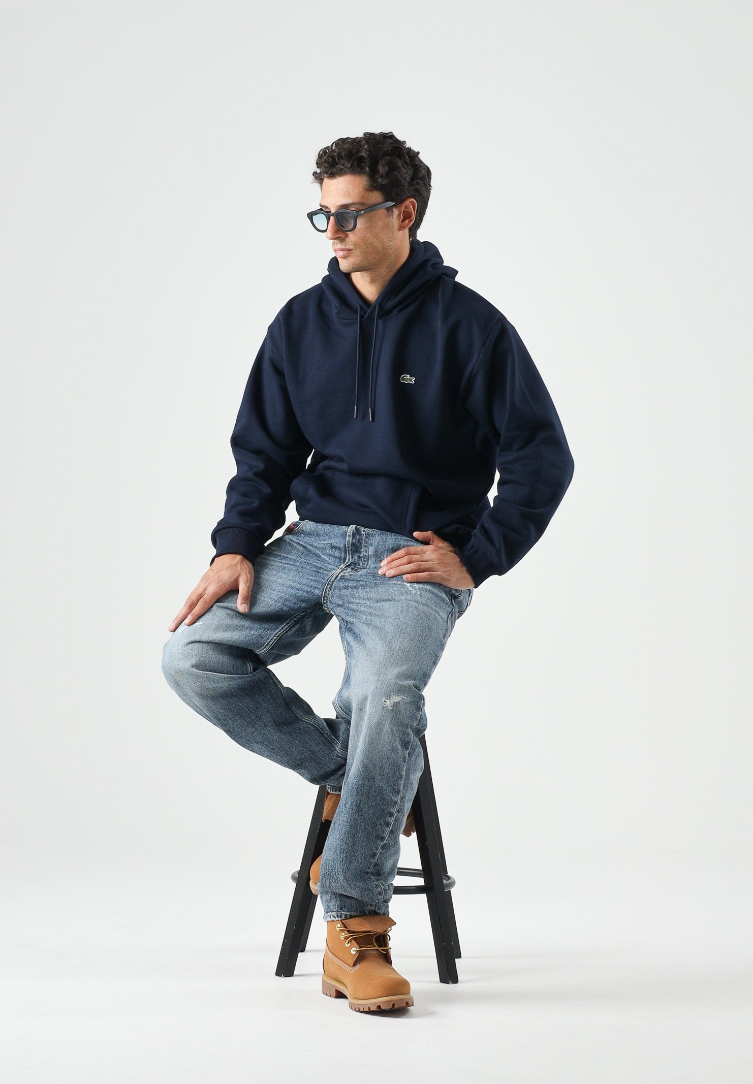 LACOSTE Felpa in pile blu per uomo e donna con logo coccodrillo ricamato. SH8863 166 LACOSTE