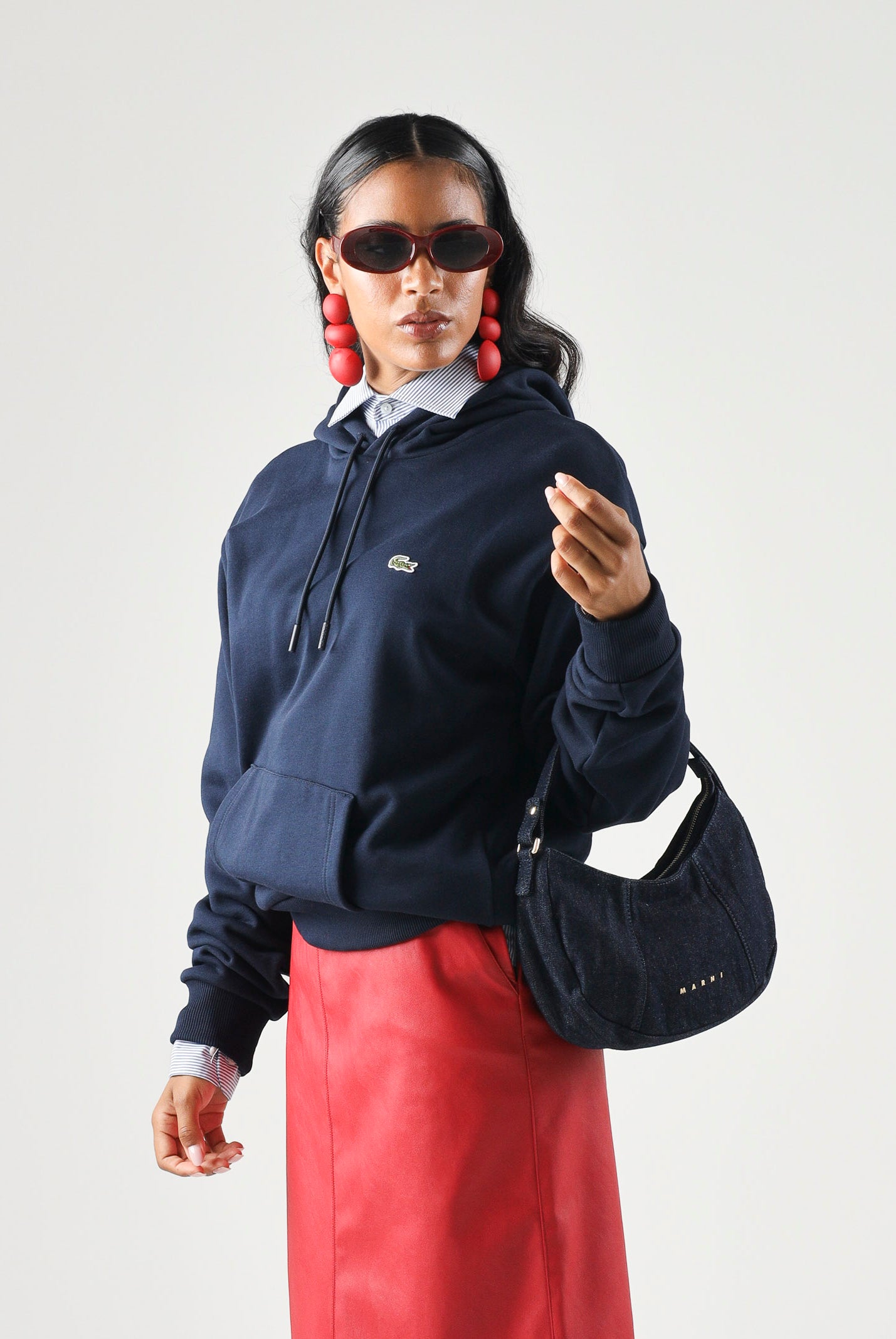 LACOSTE Felpa in pile blu per uomo e donna con logo coccodrillo ricamato. SH8863 166 LACOSTE