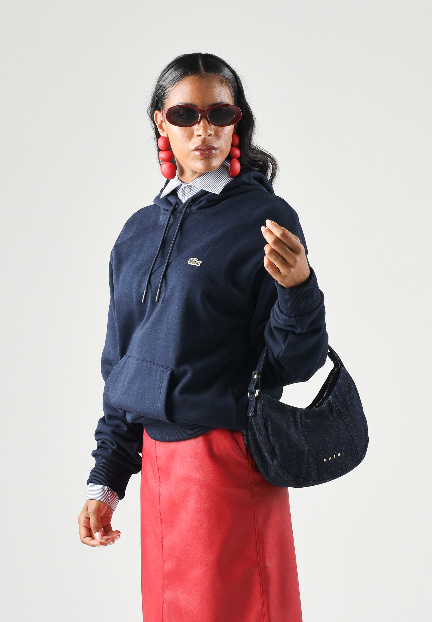 LACOSTE Felpa in pile blu per uomo e donna con logo coccodrillo ricamato. SH8863 166 LACOSTE