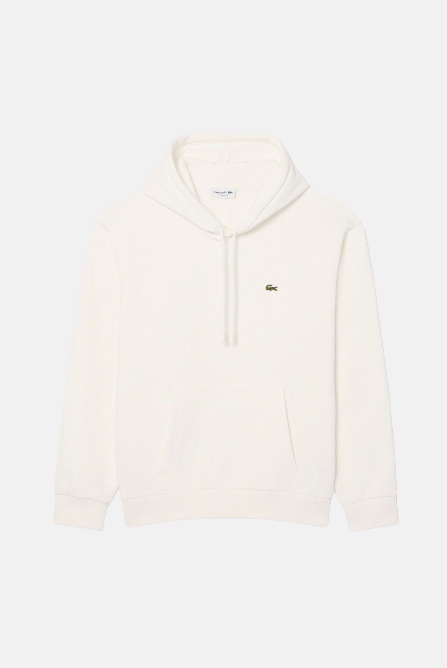 LACOSTE Felpa con cappuccio bianco crema per uomo e donna con cappuccio regolabile e coccodrillo ricamato sul petto.<BR/> SH8863 70V LACOSTE