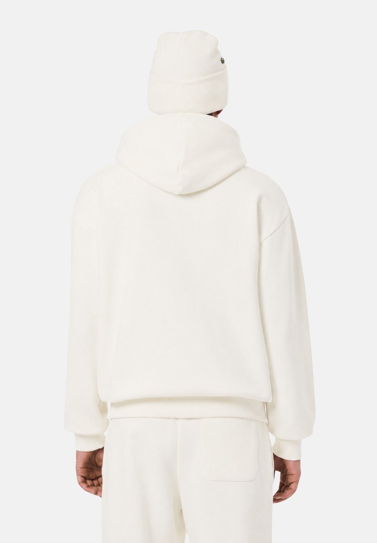 LACOSTE Felpa con cappuccio bianco crema per uomo e donna con cappuccio regolabile e coccodrillo ricamato sul petto.<BR/> SH8863 70V LACOSTE
