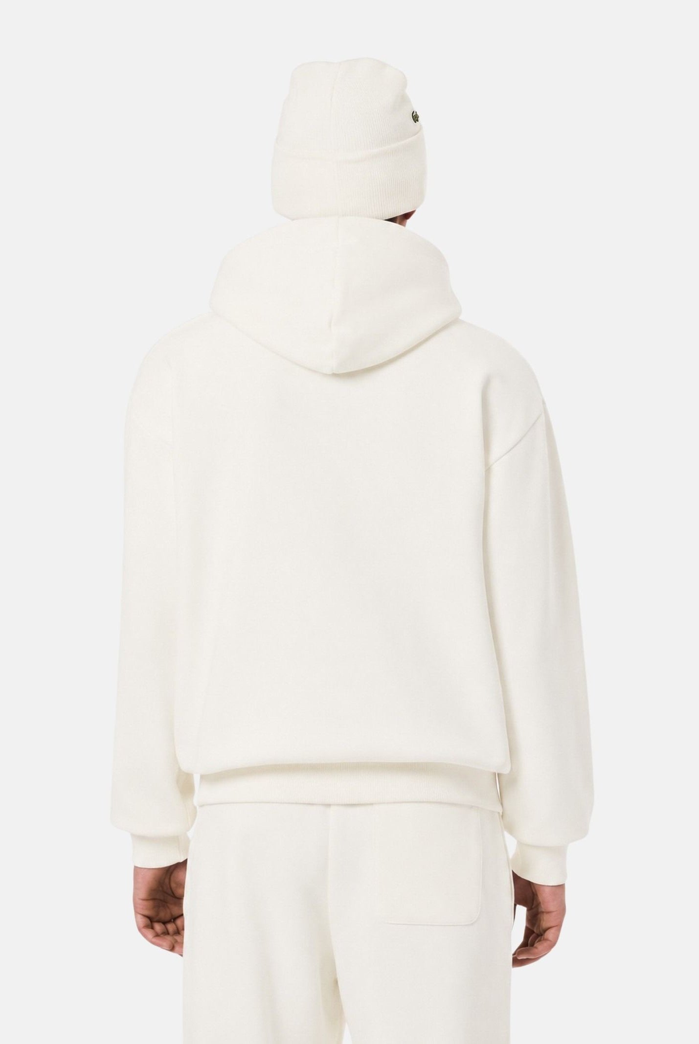 LACOSTE Felpa con cappuccio bianco crema per uomo e donna con cappuccio regolabile e coccodrillo ricamato sul petto.<BR/> SH8863 70V LACOSTE