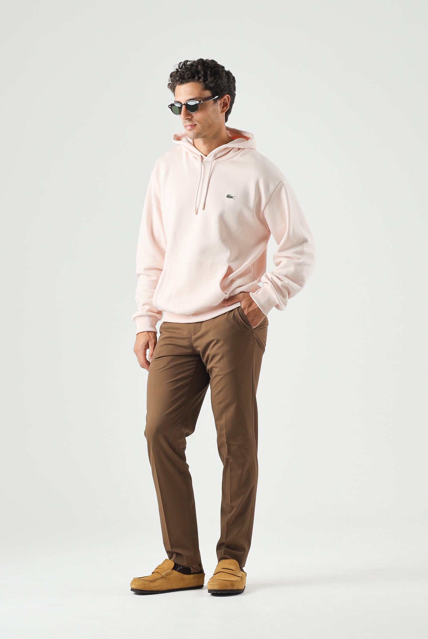 LACOSTE Felpa con cappuccio rosa per uomo e donna con logo ricamato. SH8863 N6I LACOSTE