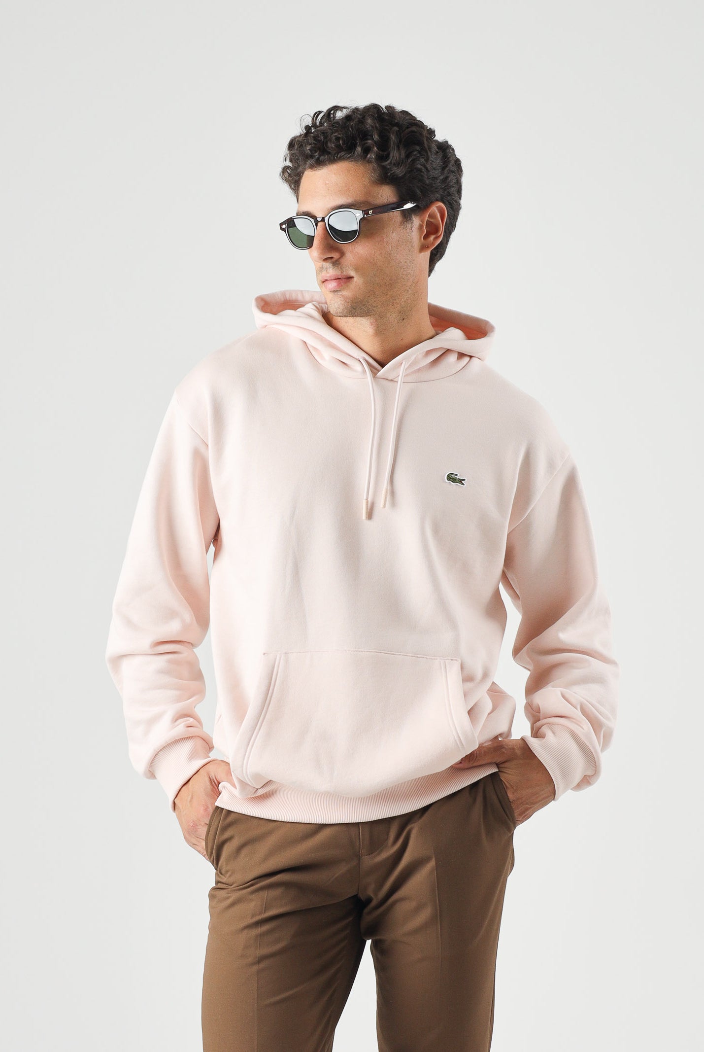 LACOSTE Felpa con cappuccio rosa per uomo e donna con logo ricamato. SH8863 N6I LACOSTE