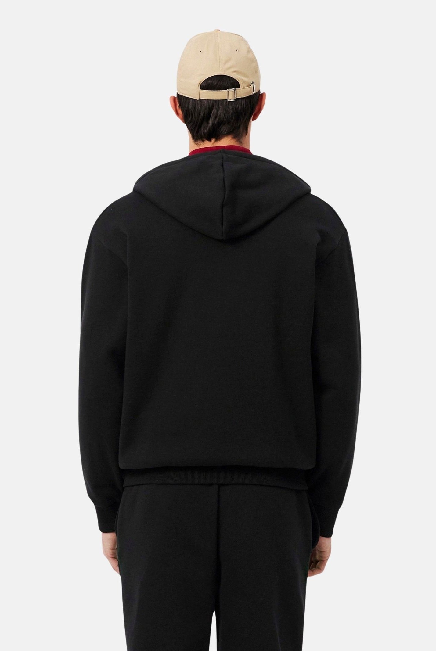 LACOSTE Felpa con cappuccio, nero per uomo e donna con coccodrillo ricamato sul petto SH8864 031 LACOSTE
