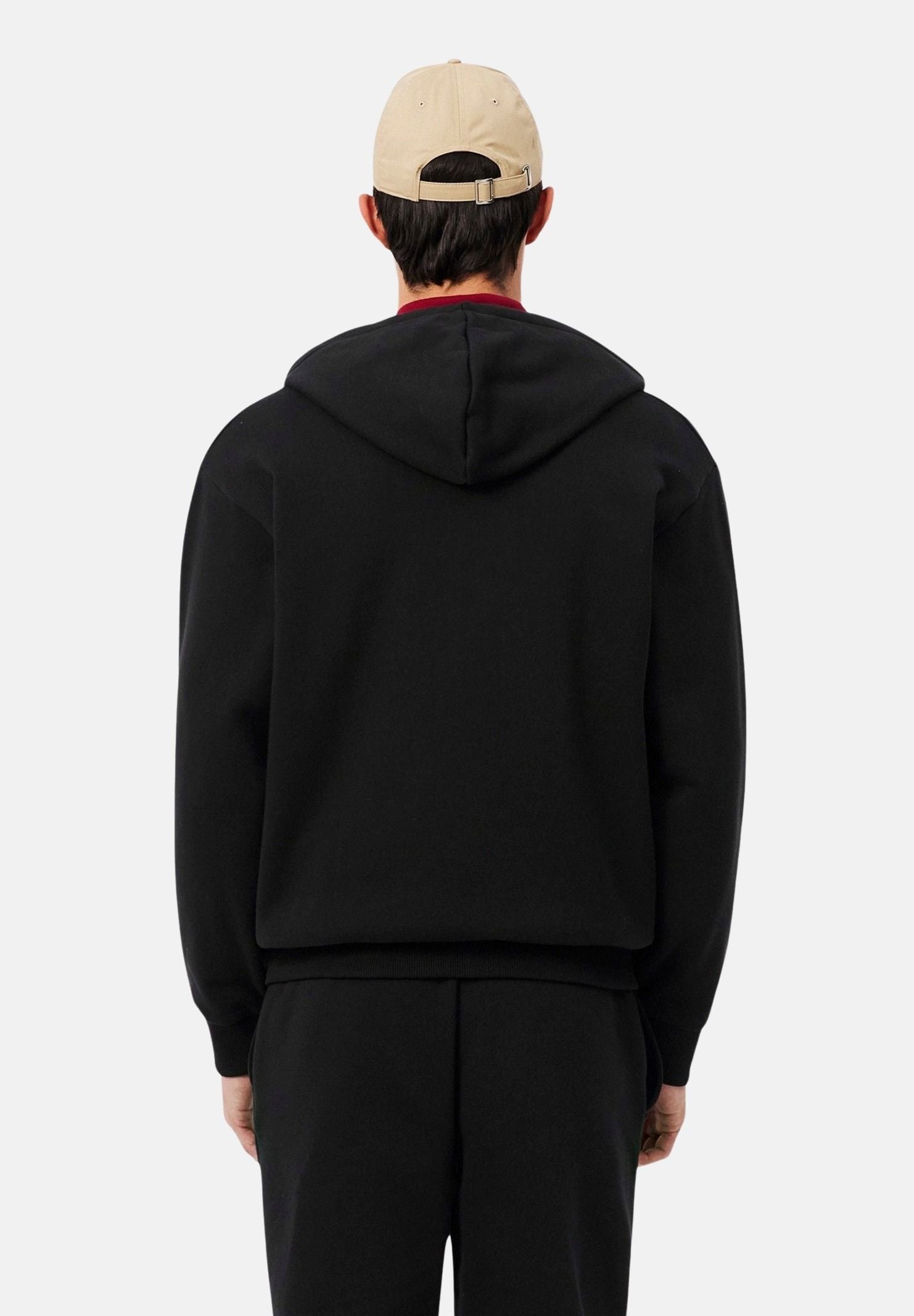 LACOSTE Felpa con cappuccio, nero per uomo e donna con coccodrillo ricamato sul petto SH8864 031 LACOSTE