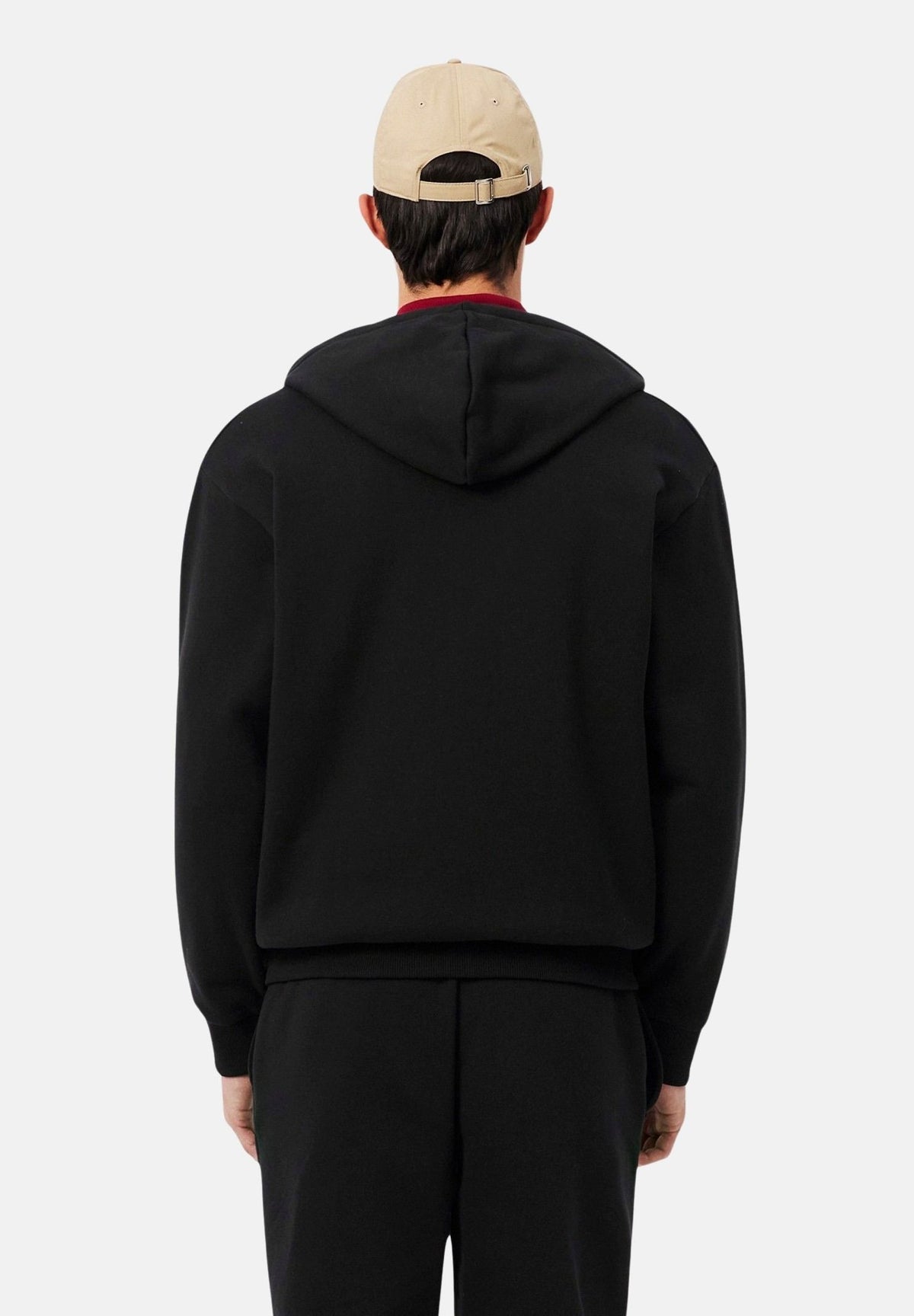 LACOSTE Felpa con zip nero per uomo e donna con coccodrillo ricamato sul petto SH8864 031 LACOSTE