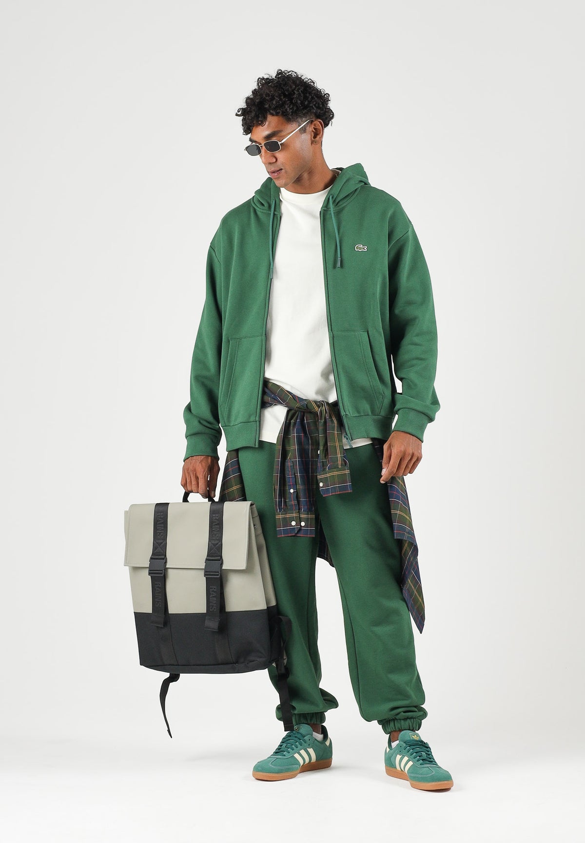LACOSTE Felpa con zip verde per uomo e donna con logo iconico SH8864 132 LACOSTE