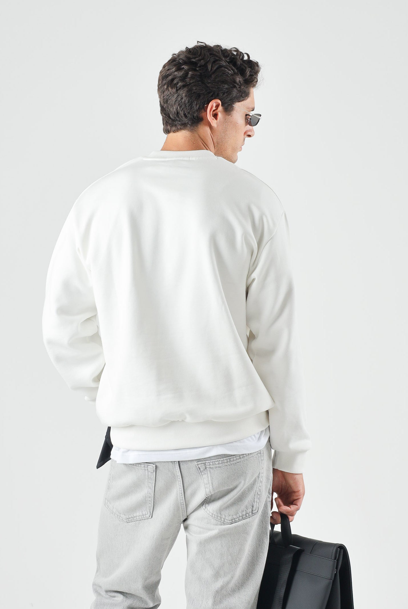 LACOSTE Felpa in pile in cotone, di colore bianco da uomo, logo coccodrillo iconico ricamato SH8868 70V LACOSTE