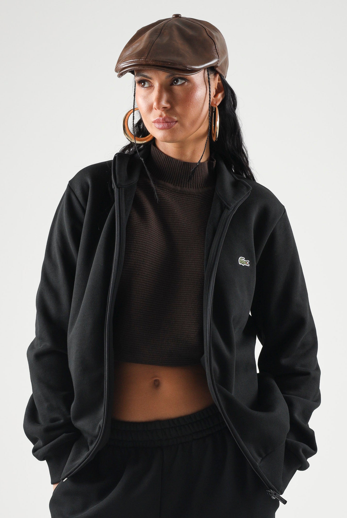 LACOSTE Felpa con zip nero per uomo e donna SH8870 031 LACOSTE