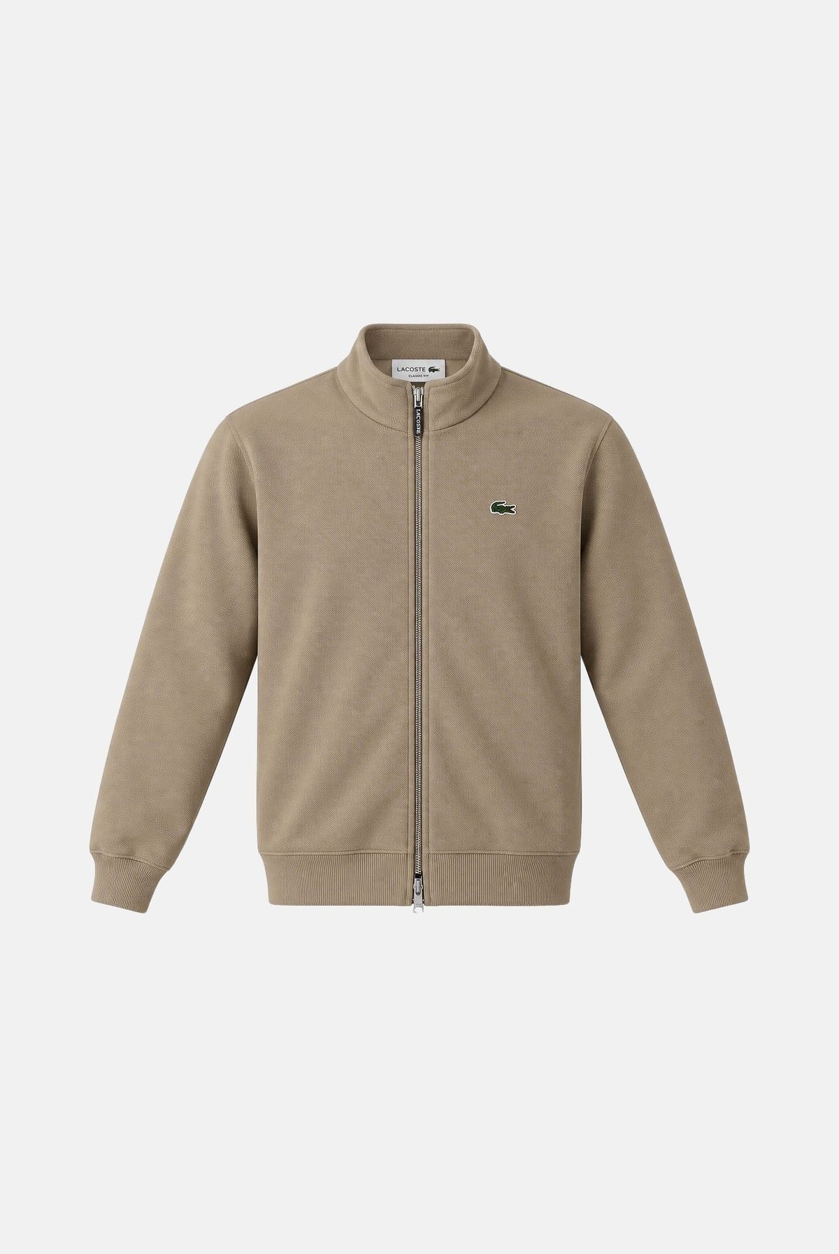 LACOSTE Felpa con zip DOUBLE FACE PIQUÉ ZIPPED beige da uomo con logo iconico SH9454 02S LACOSTE