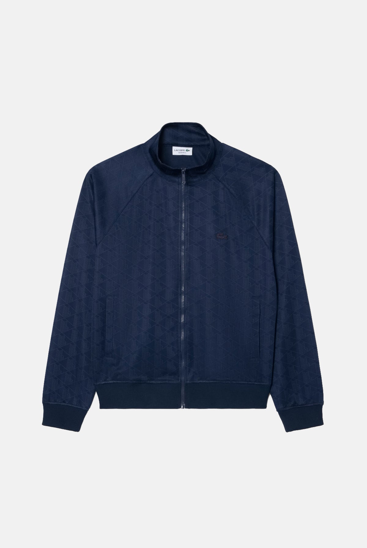 LACOSTE Felpa con zip TRACK JACKET blu da uomo con stampa monogram tono su tono SH9775 166 LACOSTE