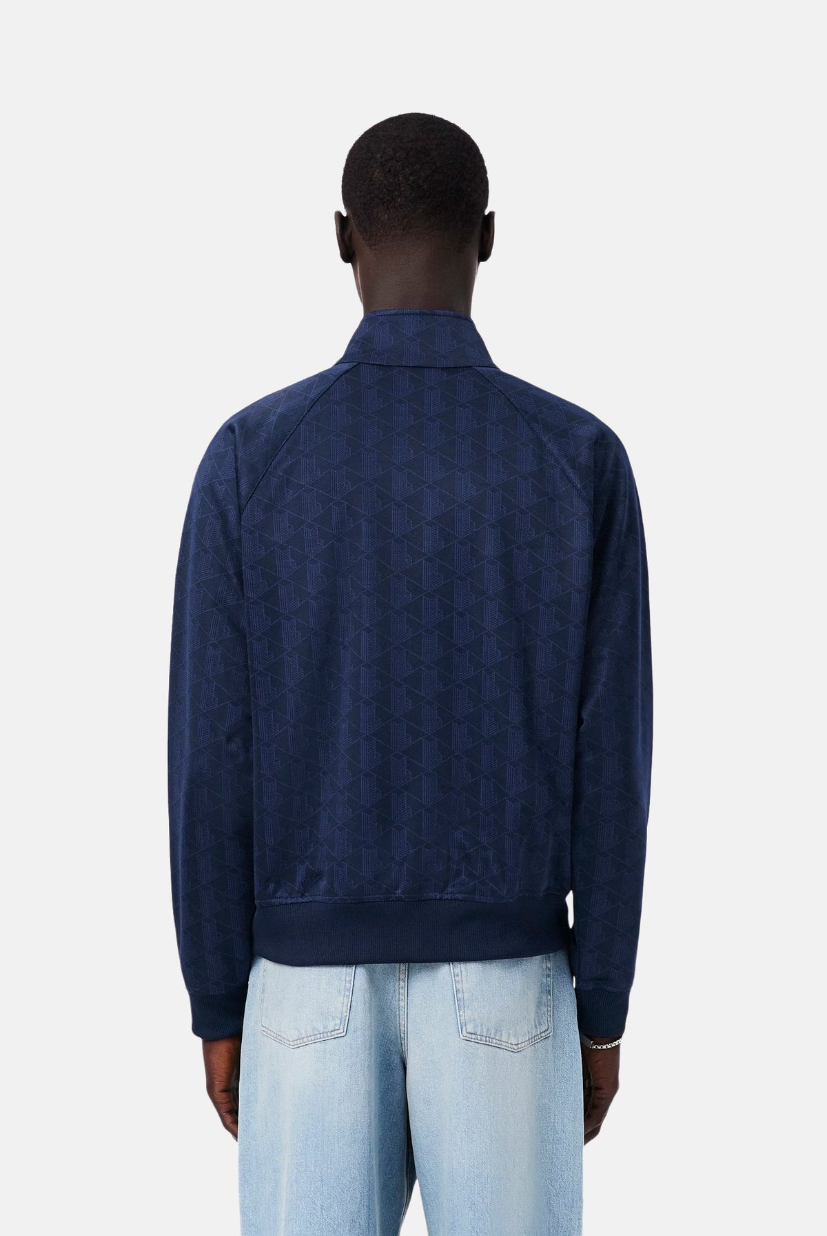 LACOSTE Felpa con zip TRACK JACKET blu da uomo con stampa monogram tono su tono SH9775 166 LACOSTE