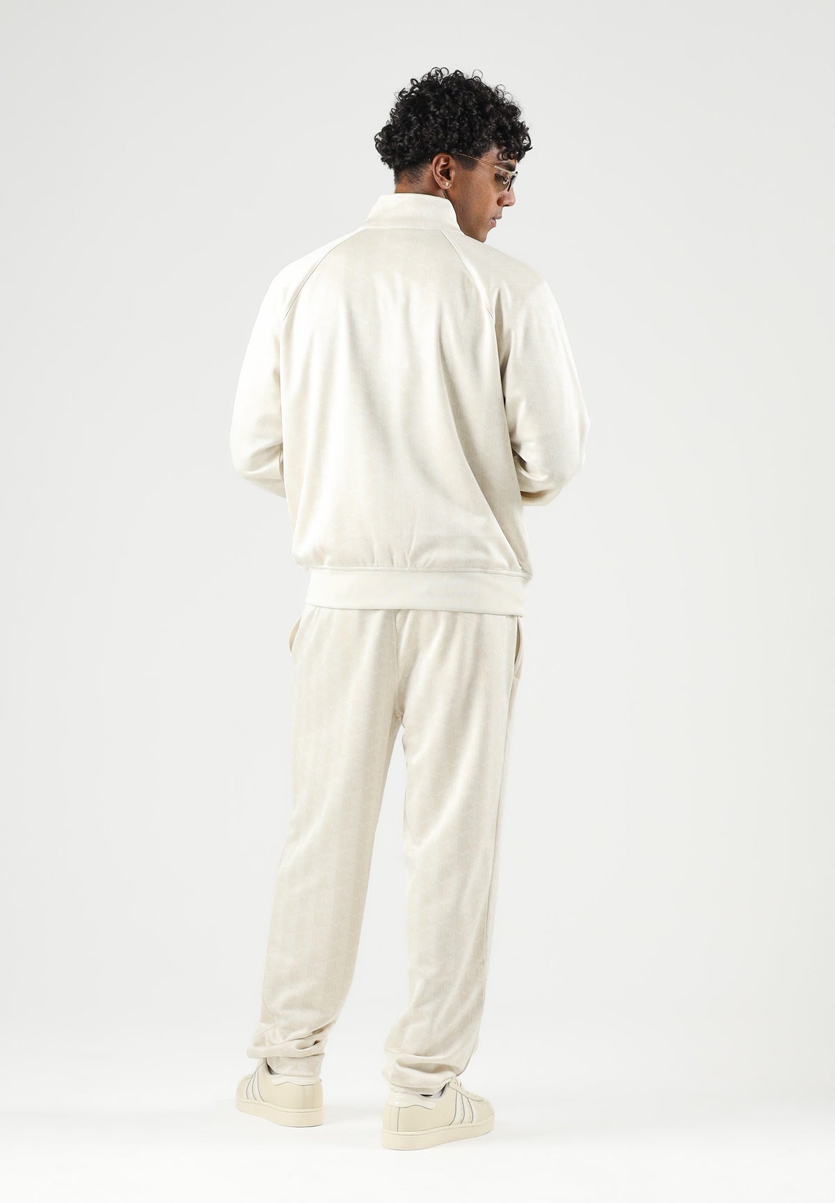 LACOSTE Felpa con zip TRACK JACKET panna da uomo con stampa monogram tono su tono SH9775 8LX LACOSTE