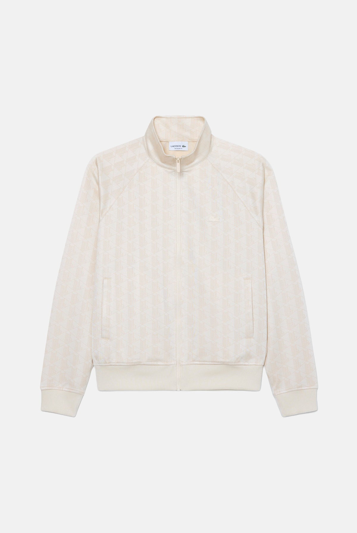 LACOSTE Felpa con zip TRACK JACKET panna da uomo con stampa monogram tono su tono SH9775 8LX LACOSTE