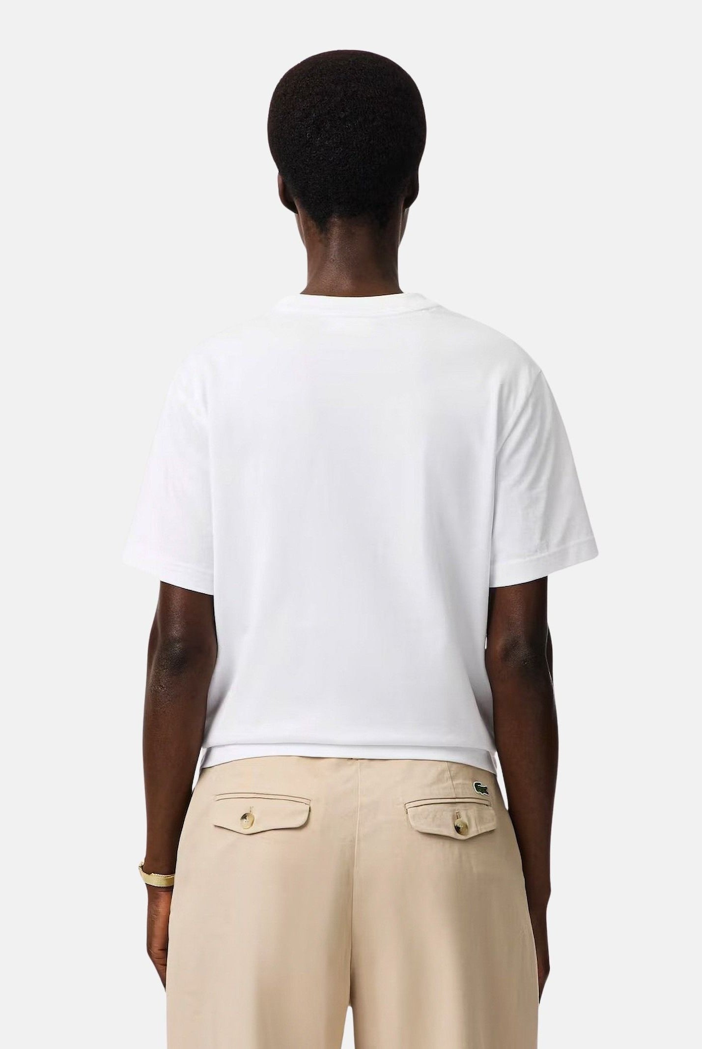 LACOSTE T-shirt PIMA RELAXED FIT, bianca per uomo e donna, con iconico coccodrillo ricamato sul petto<BR/> TF7215 001 LACOSTE