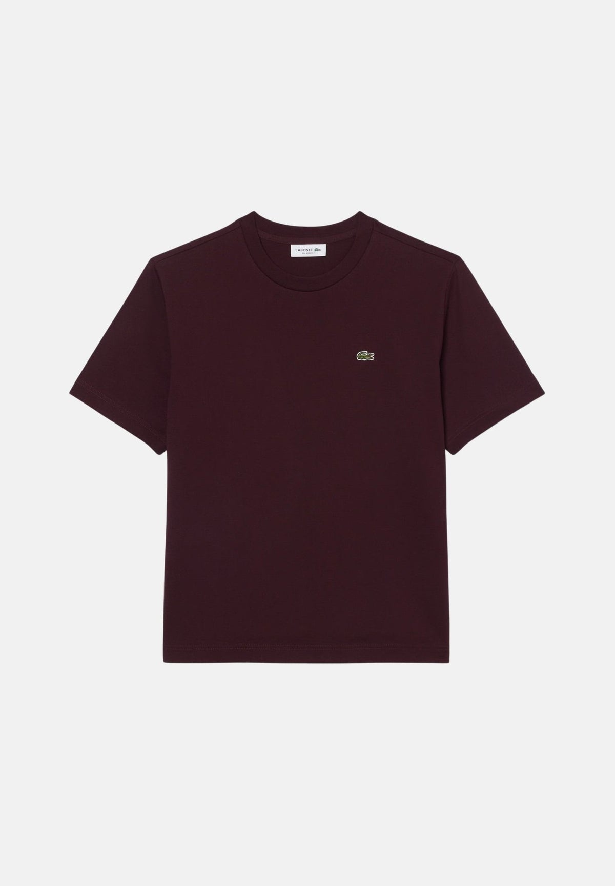 LACOSTE T-shirt manica corta PIMA RELAXED FIT marrone scuro-bordeaux per uomo e donna, con iconico coccodrillo ricamato sul petto TF7215 3KE LACOSTE