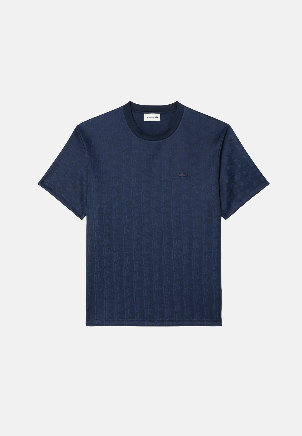 LACOSTE T-shirt manica corta MONOGRAM JACQUARD blu per uomo con trama jacquard all-over TH1985 166 LACOSTE