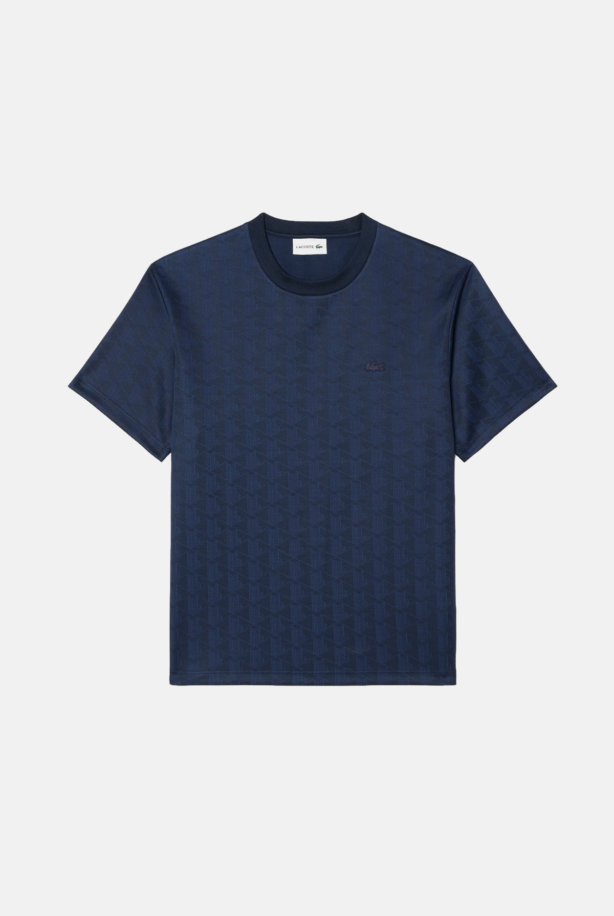 LACOSTE T-shirt manica corta MONOGRAM JACQUARD blu per uomo con trama jacquard all-over TH1985 166 LACOSTE