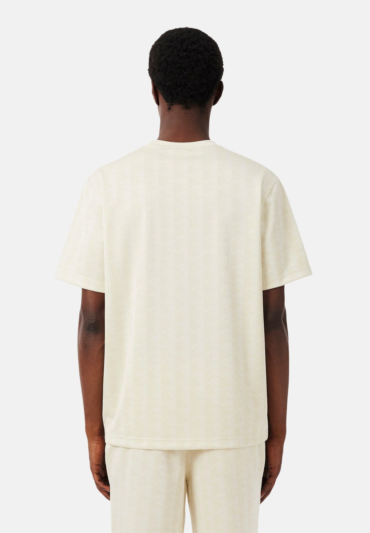 LACOSTE T-shirt manica corta MONOGRAM JACQUARD panna per uomo con trama jacquard all-over TH1985 8LX LACOSTE