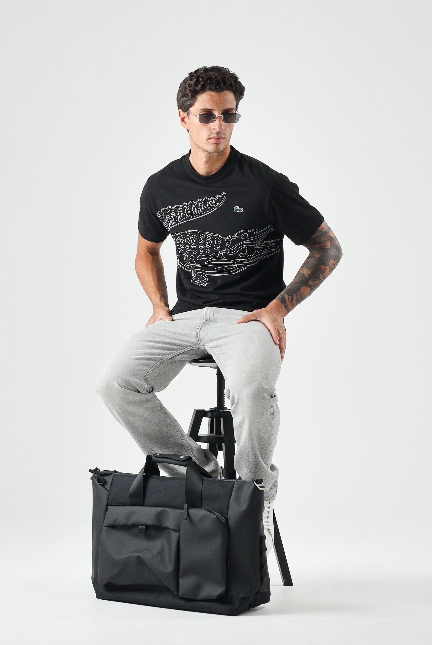 LACOSTE T-shirt ULTRA DRY nera da uomo con stampa coccodrillo TH6682 258 LACOSTE