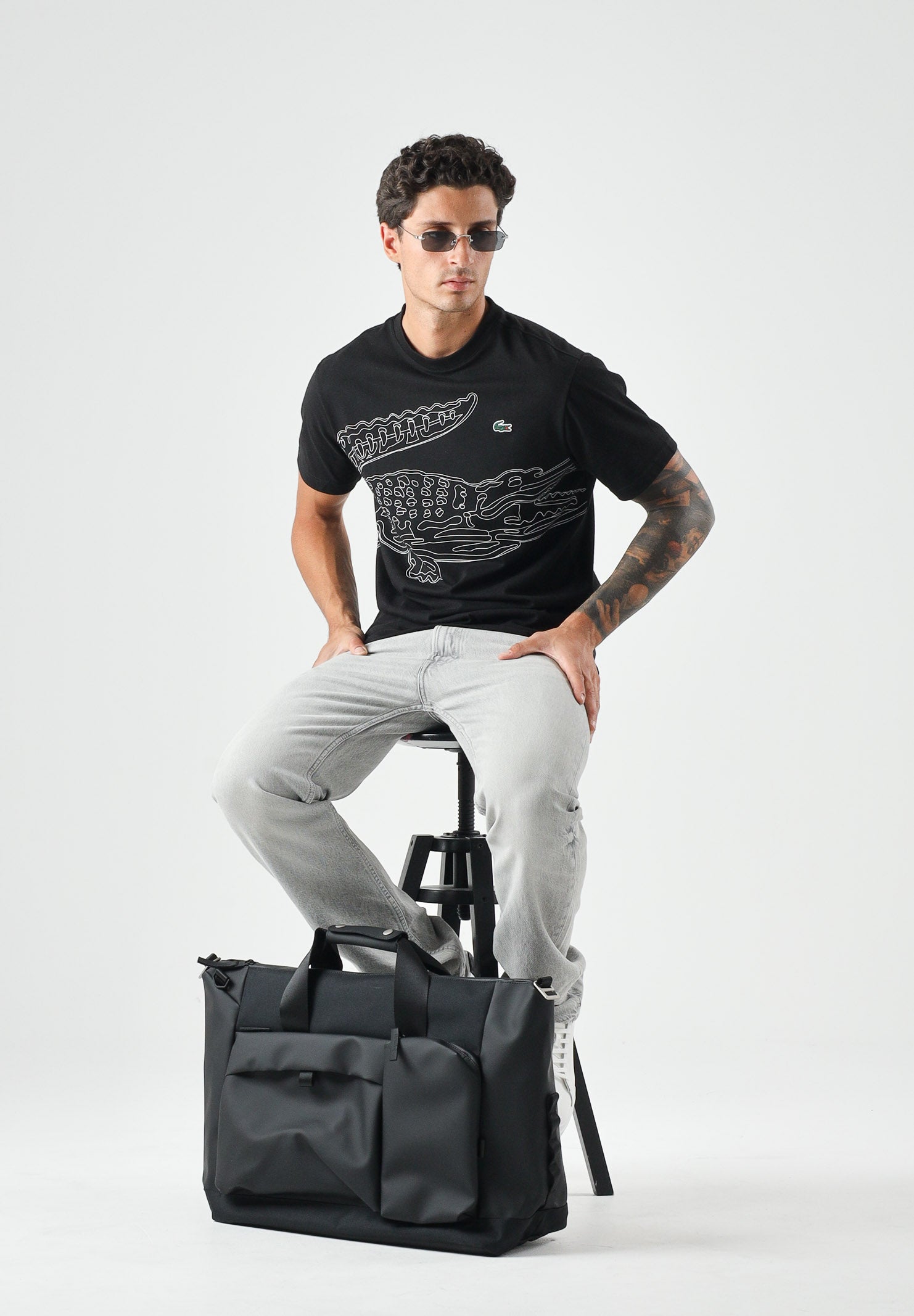 LACOSTE T-shirt ULTRA DRY nera da uomo con stampa coccodrillo TH6682 258 LACOSTE