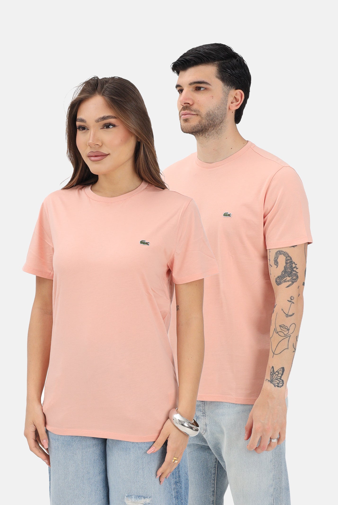 LACOSTE T-shirt a manica corta salmone per uomo e donna con patch logo TH6709 UI2 LACOSTE