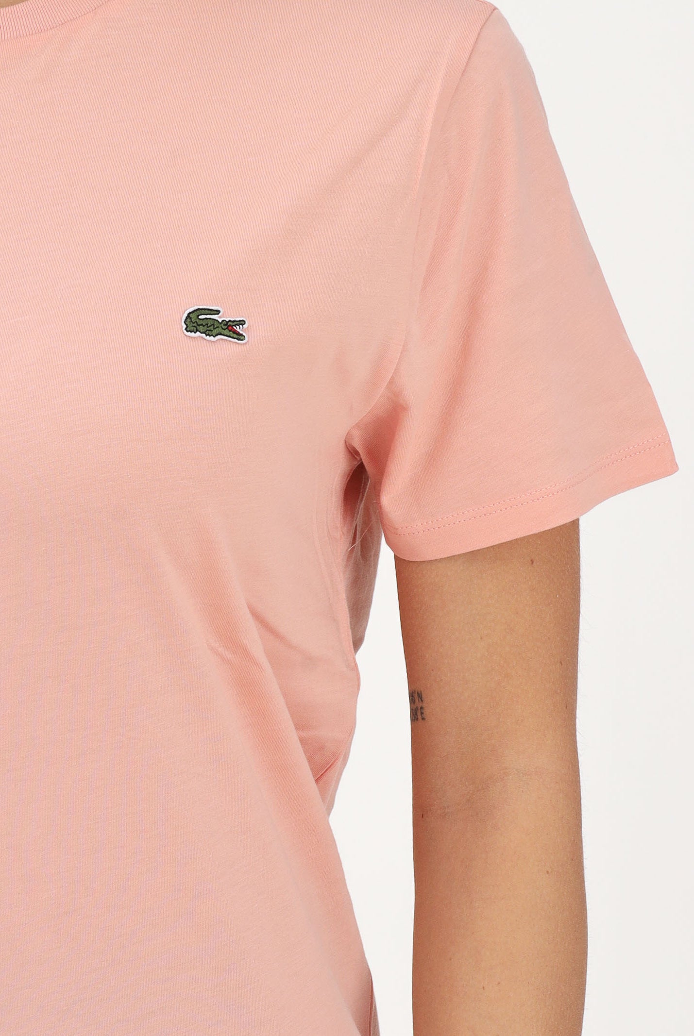 LACOSTE T-shirt a manica corta salmone per uomo e donna con patch logo TH6709 UI2 LACOSTE