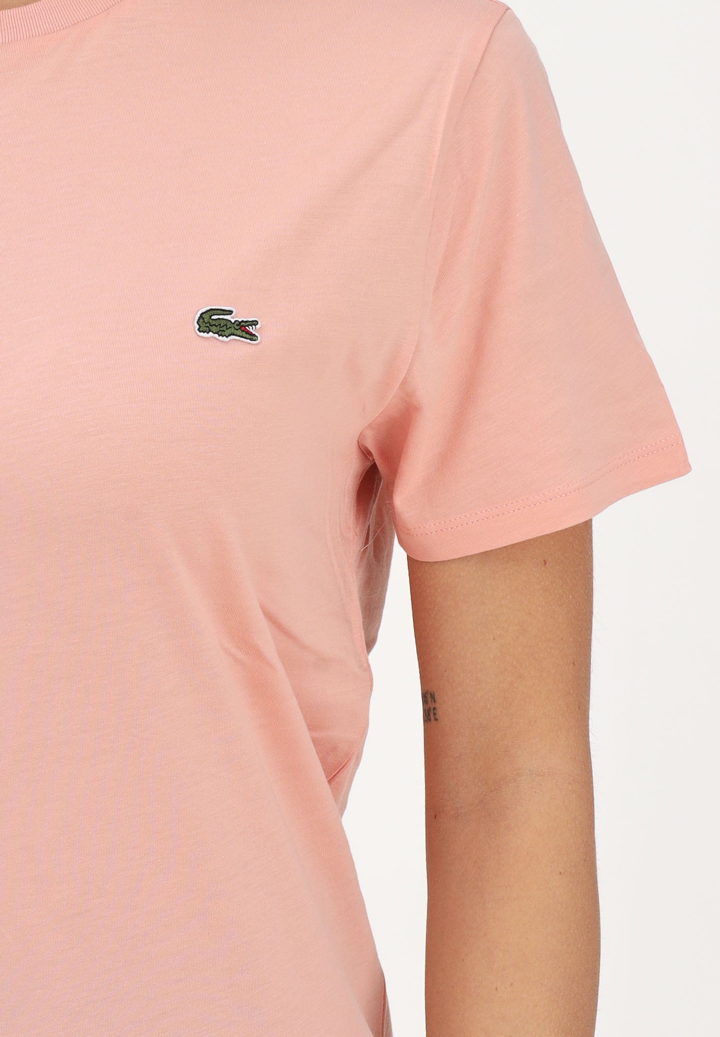 LACOSTE T-shirt a manica corta salmone per uomo e donna con patch logo TH6709 UI2 LACOSTE
