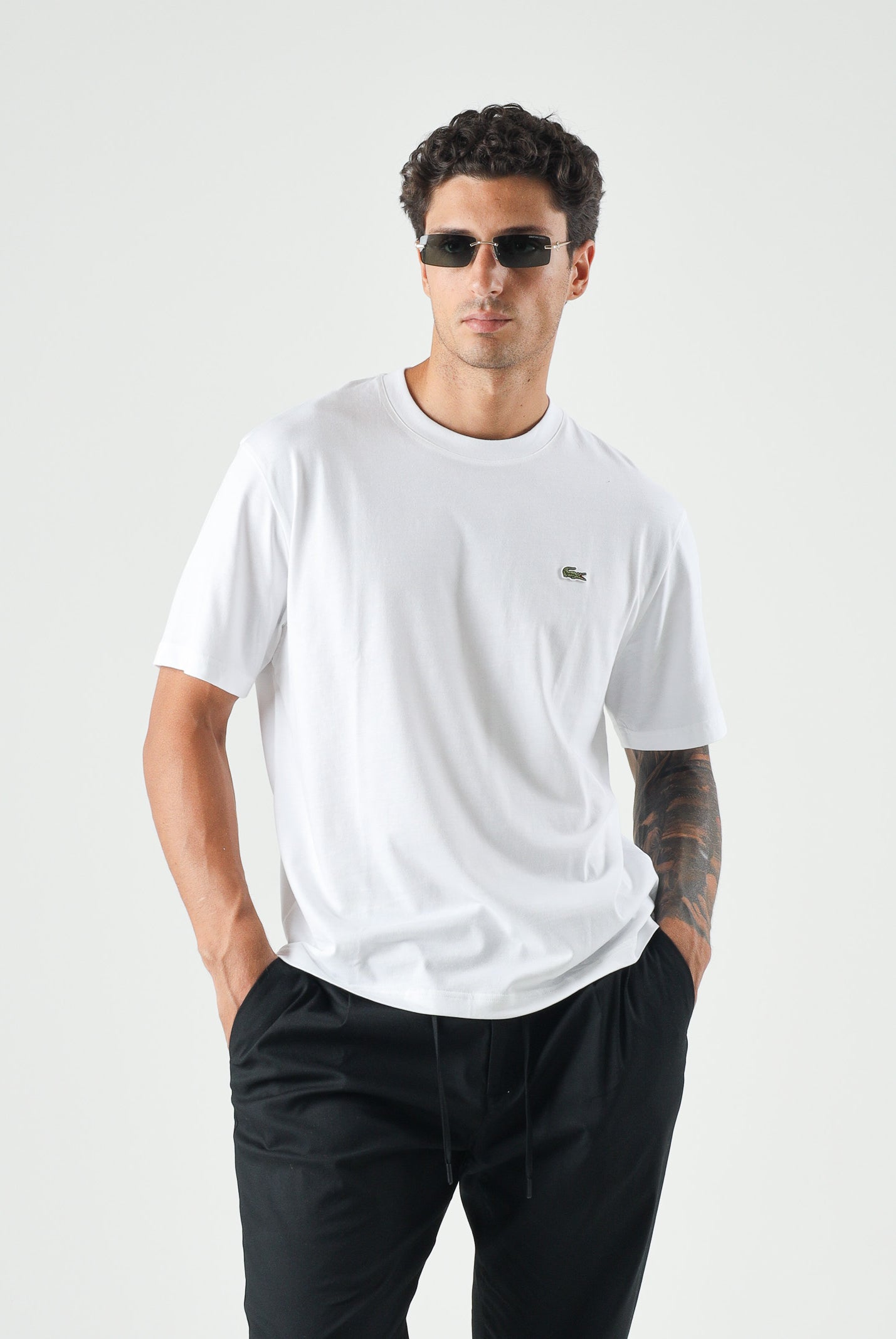 LACOSTE T-shirt a manica corta bianca per uomo e donna con logo TH7318 001 LACOSTE