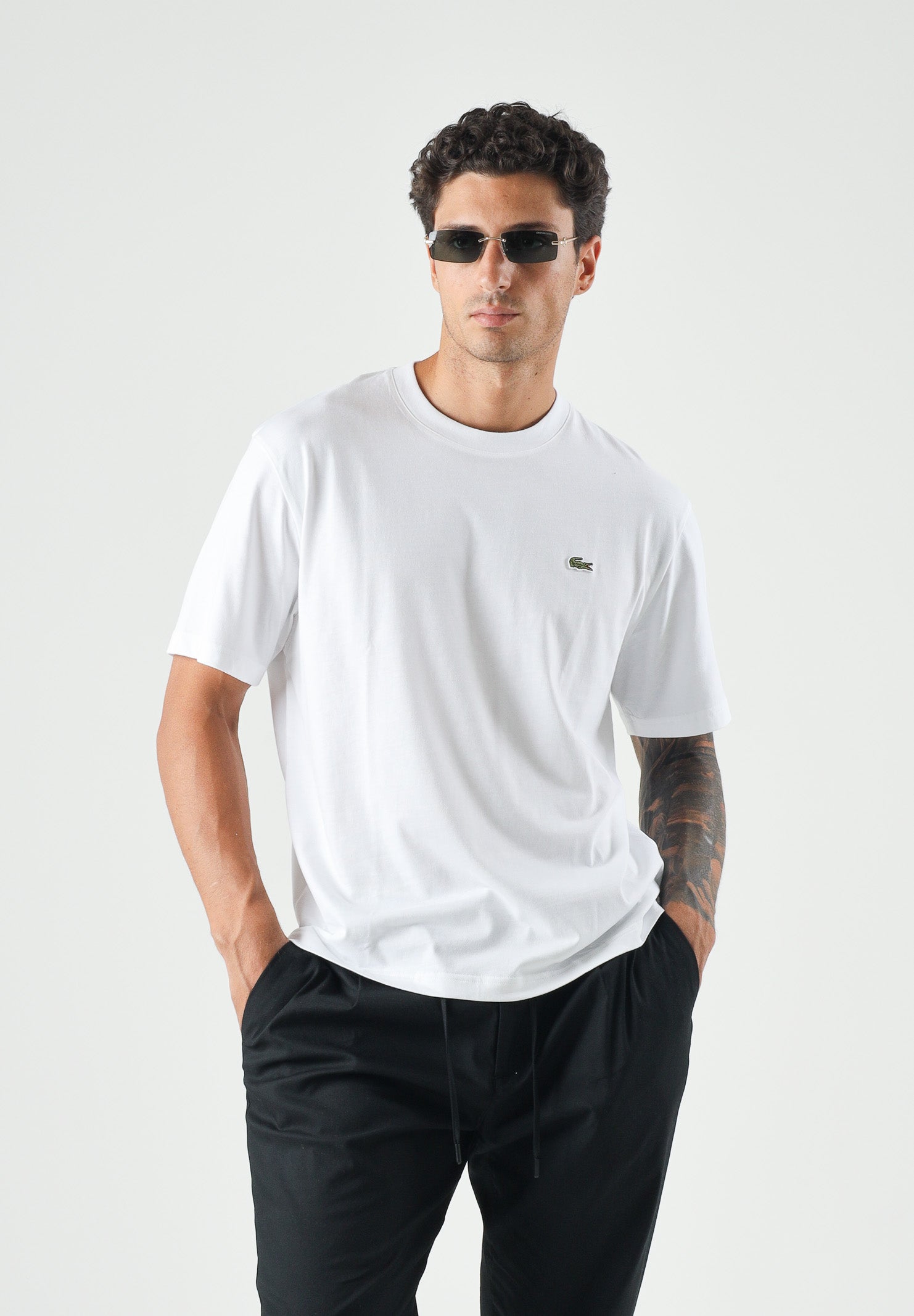 LACOSTE T-shirt a manica corta bianca per uomo e donna con logo TH7318 001 LACOSTE