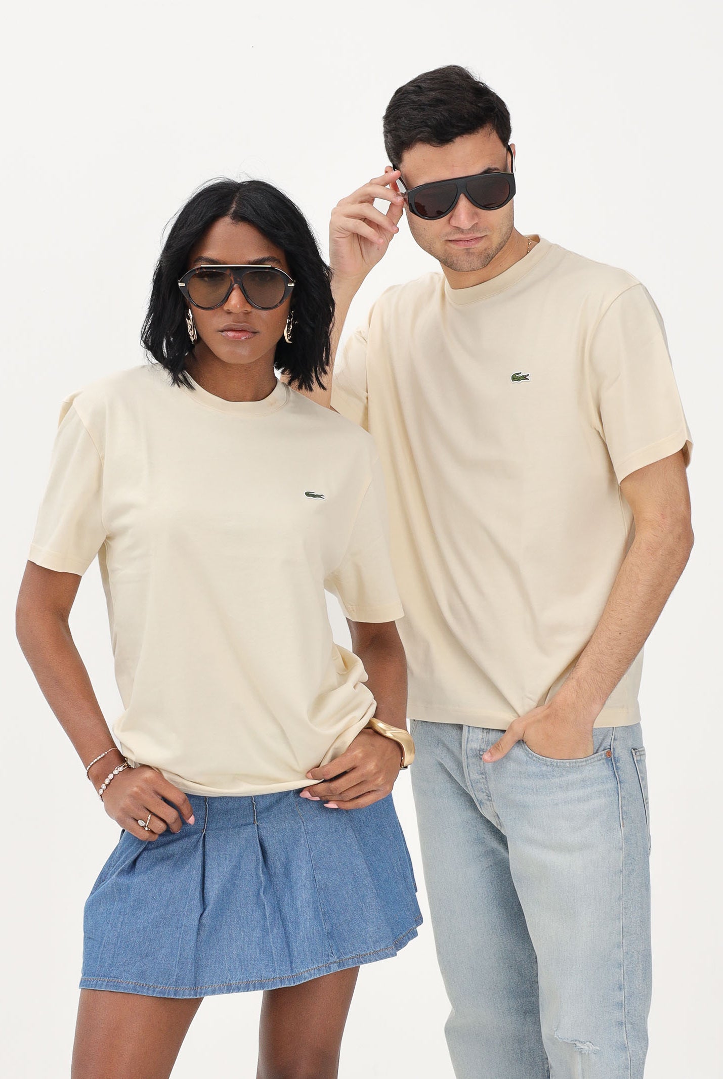 LACOSTE T-shirt a manica corta beige per uomo e donna con logo TH7318 056 LACOSTE