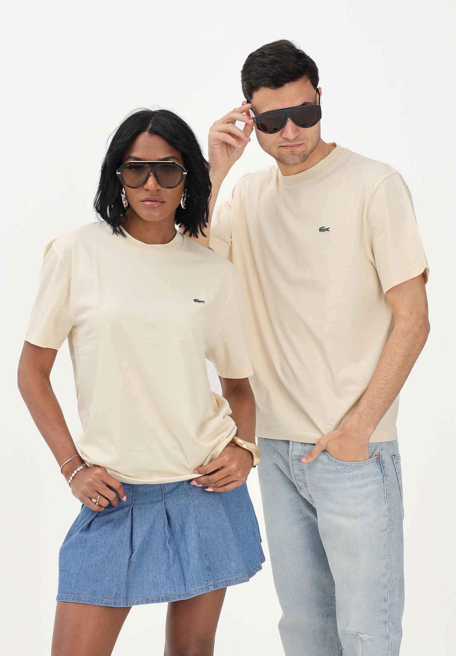 LACOSTE T-shirt a manica corta beige per uomo e donna con logo TH7318 056 LACOSTE
