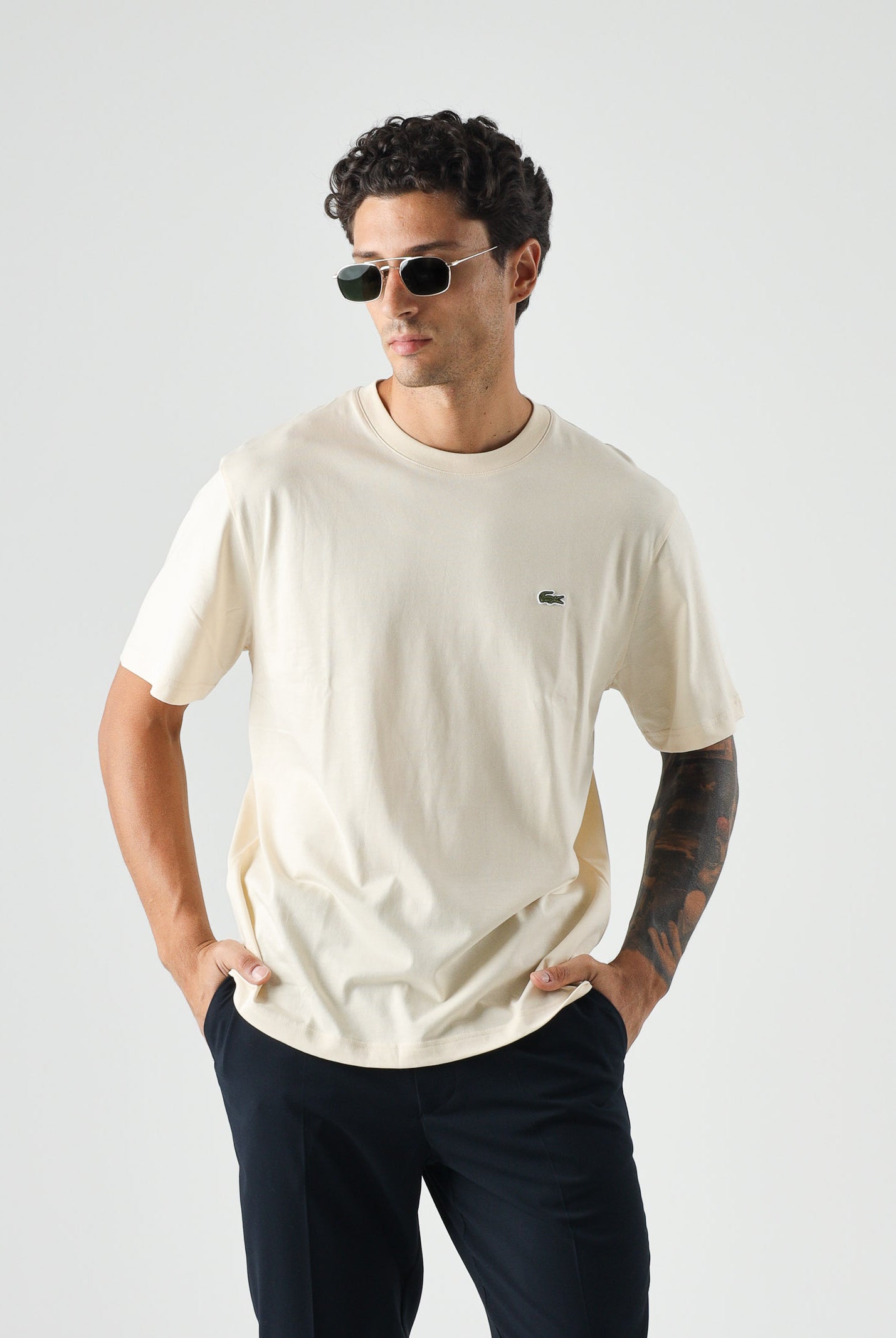 LACOSTE T-shirt a manica corta beige per uomo e donna con logo TH7318 056 LACOSTE